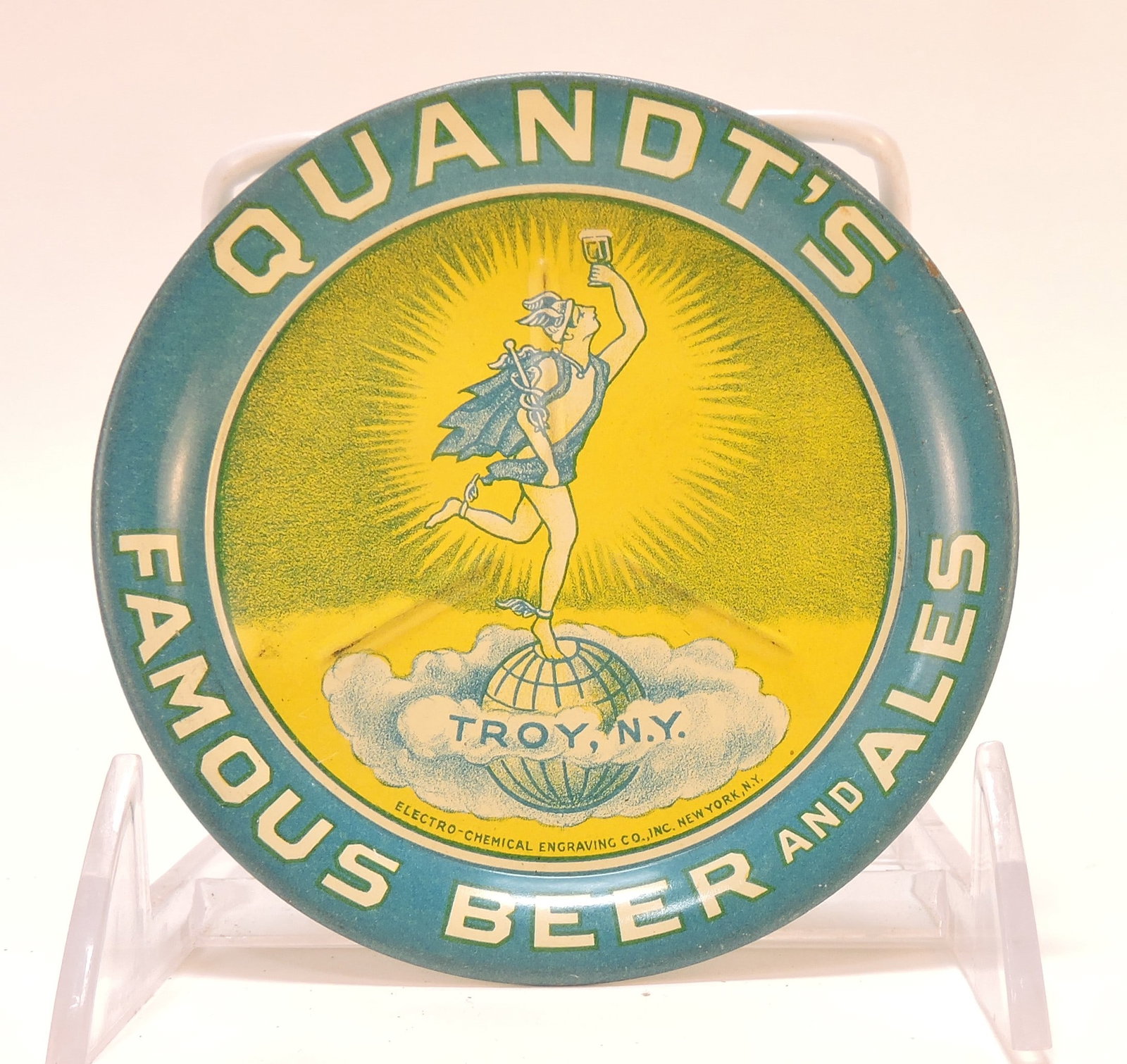 Tin advertising beer coaster, (1 of 2)