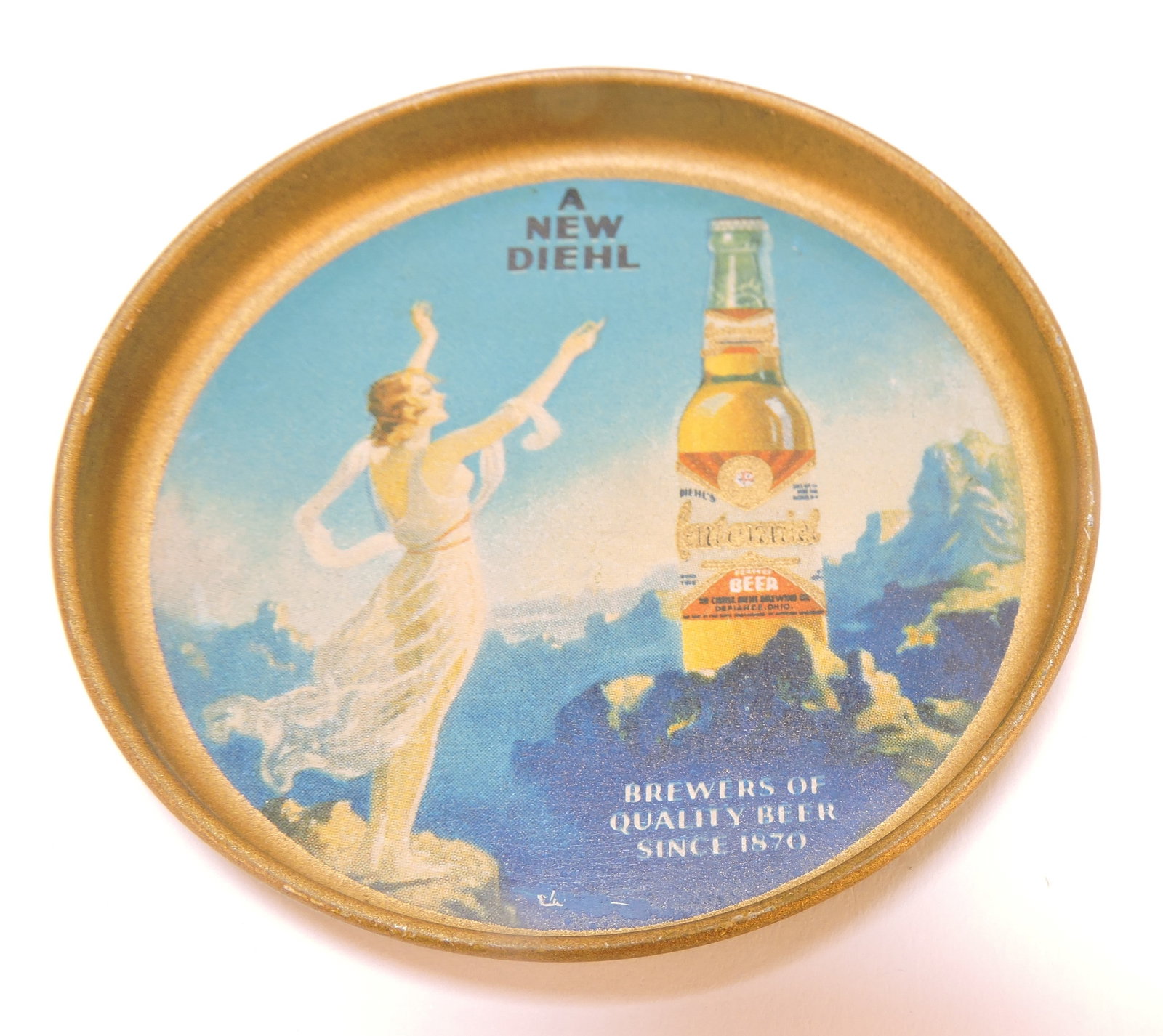 Tin advertising beer coaster, (1 of 2)
