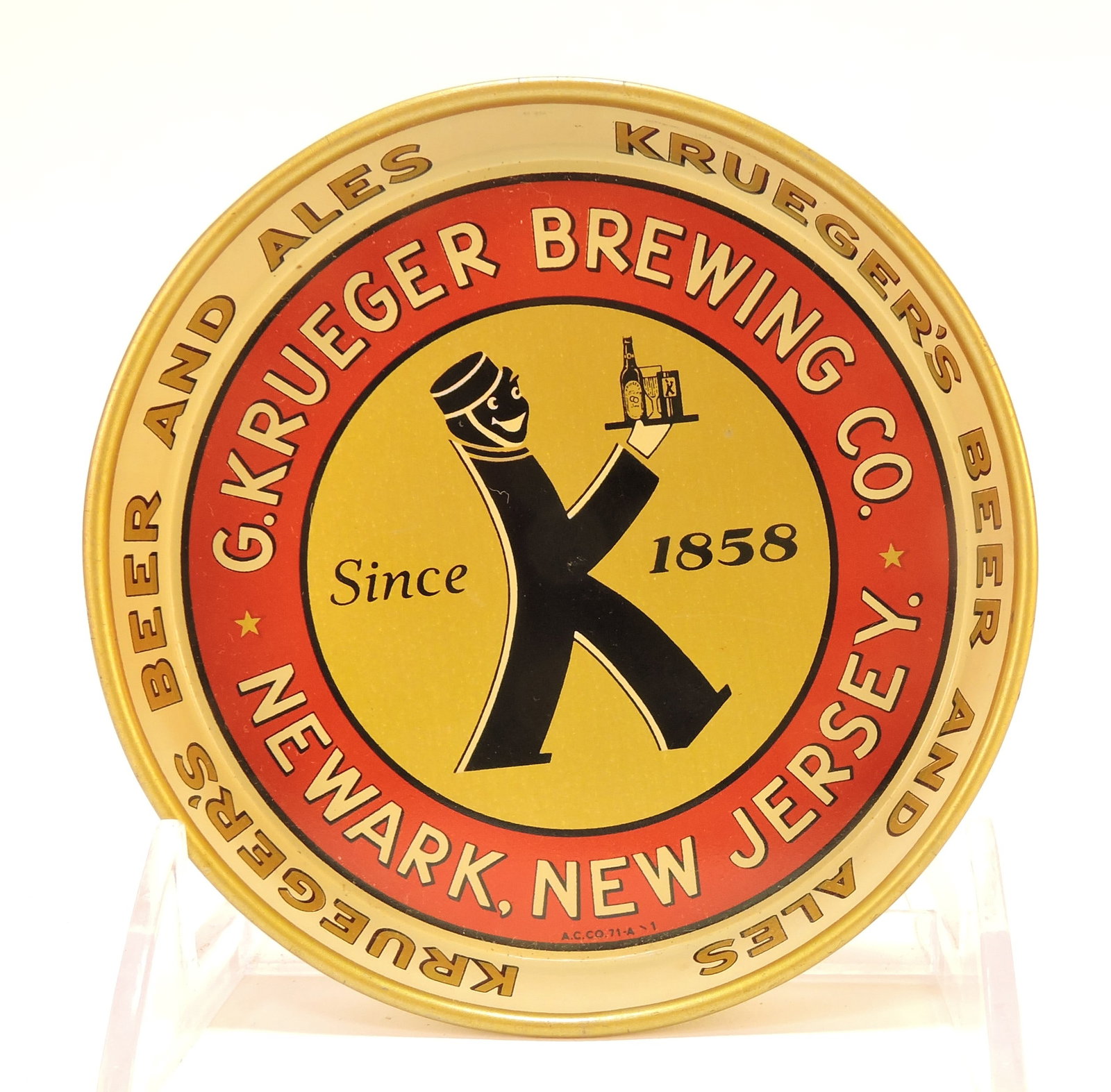 Tin advertising beer coaster, (1 of 2)