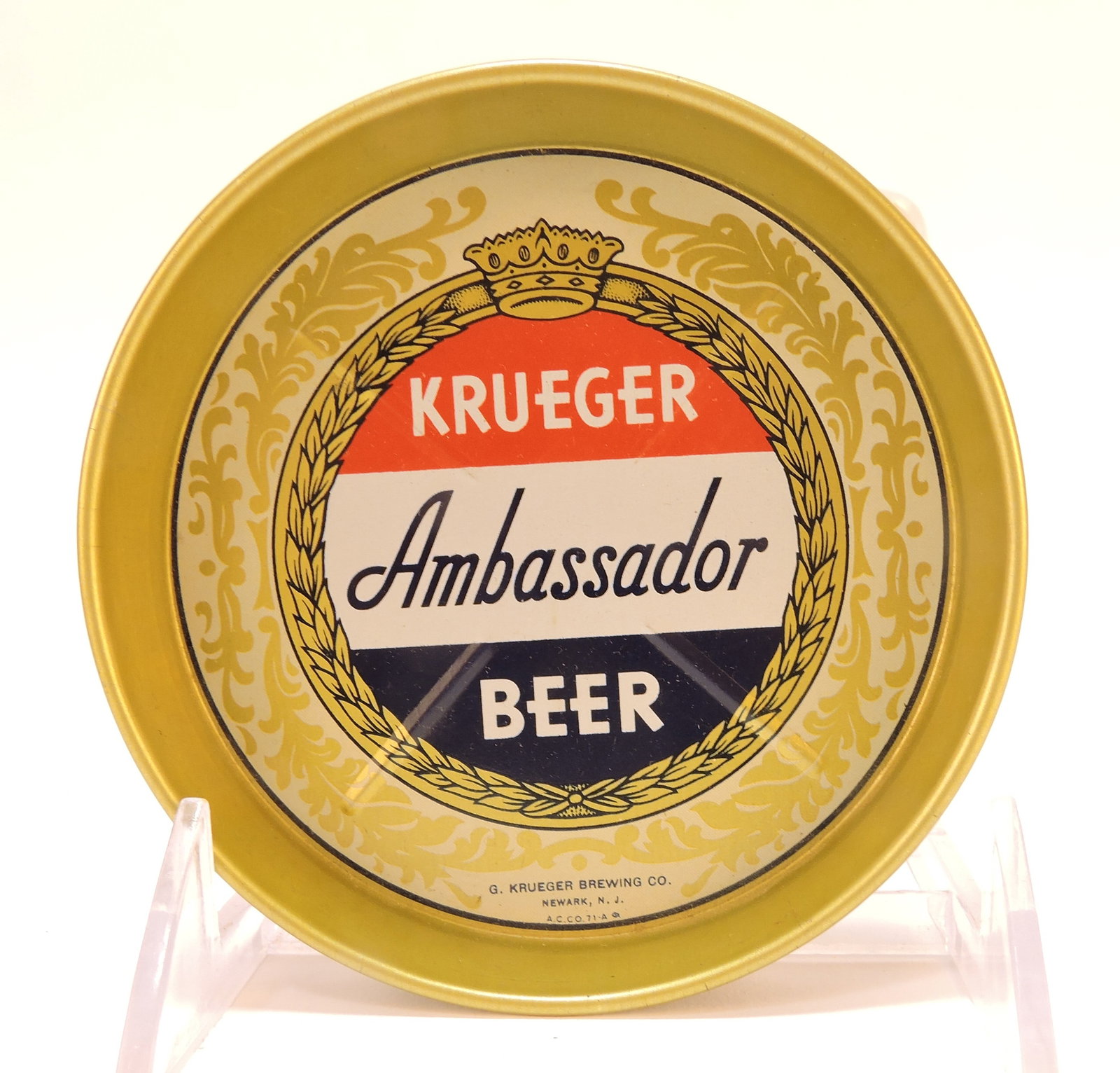 Tin advertising beer coaster, (1 of 2)