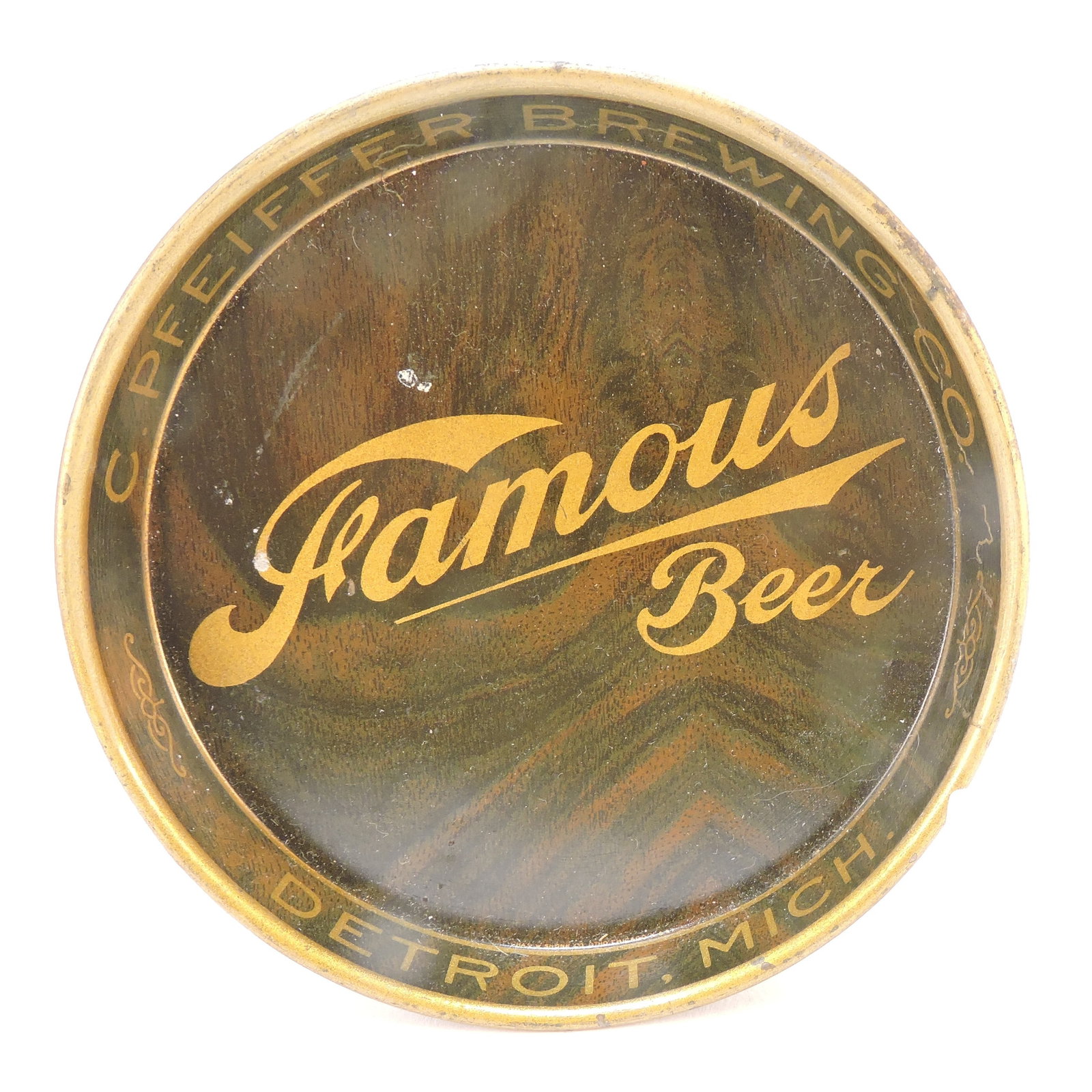 Tin advertising beer coaster, (1 of 2)