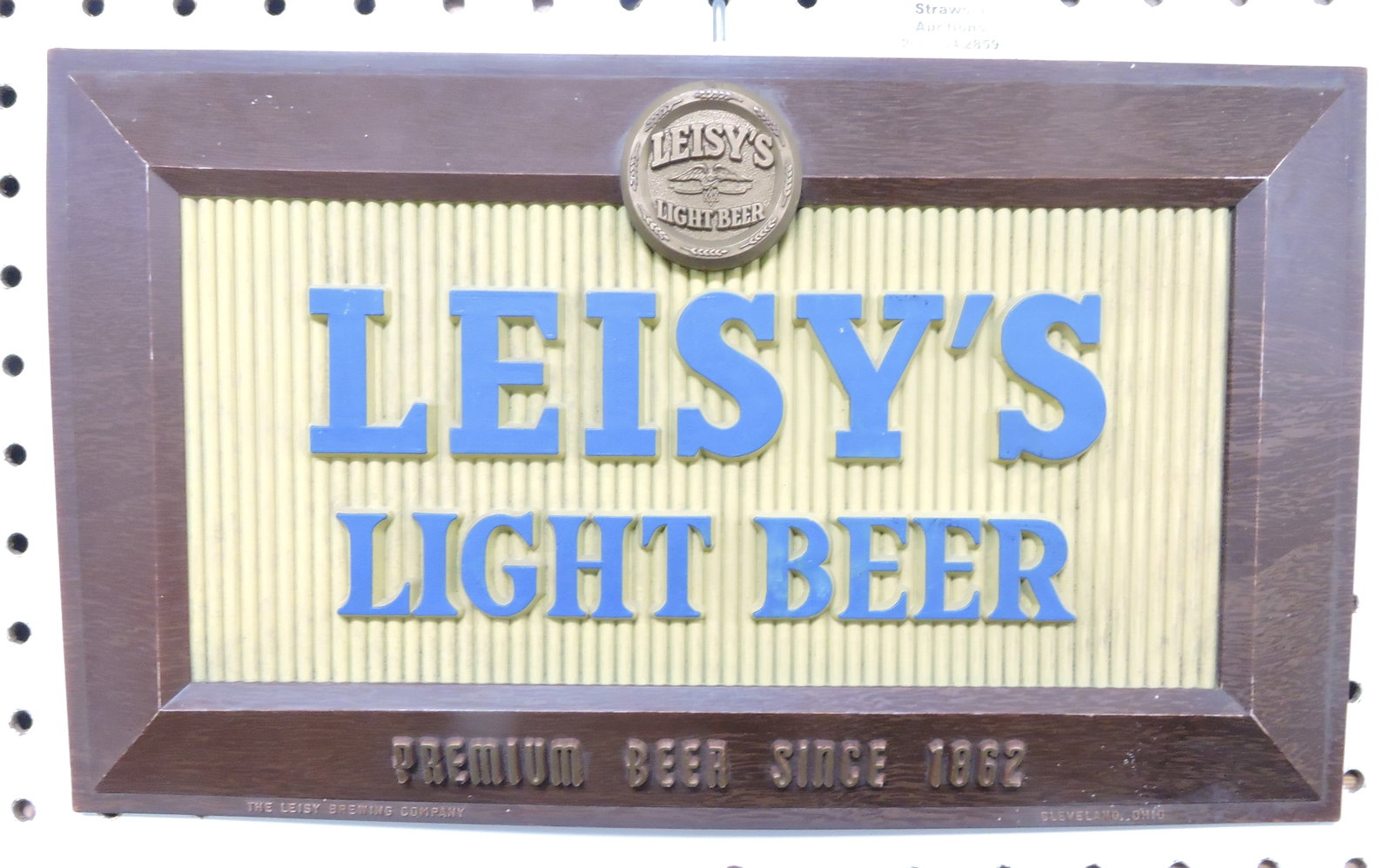 Leisy's Light Beer sign, 8 1/2"x14": .