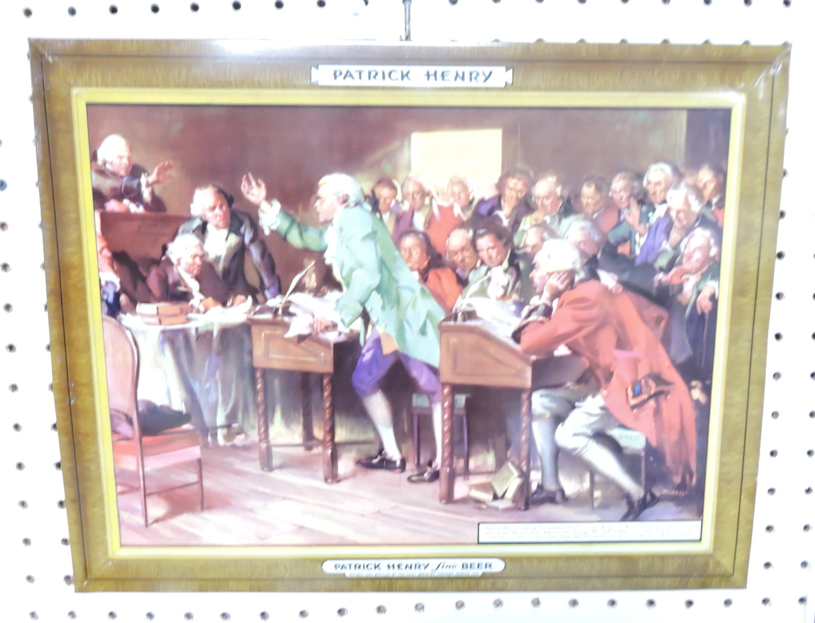 Patrick Henry Fine Beer tin over: cardboard sign, 13 1/2"x17"