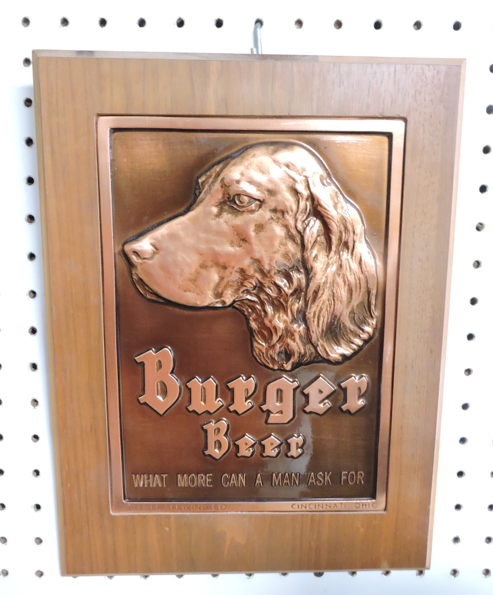 Burger Beer dog's head sign, 14"x10": .