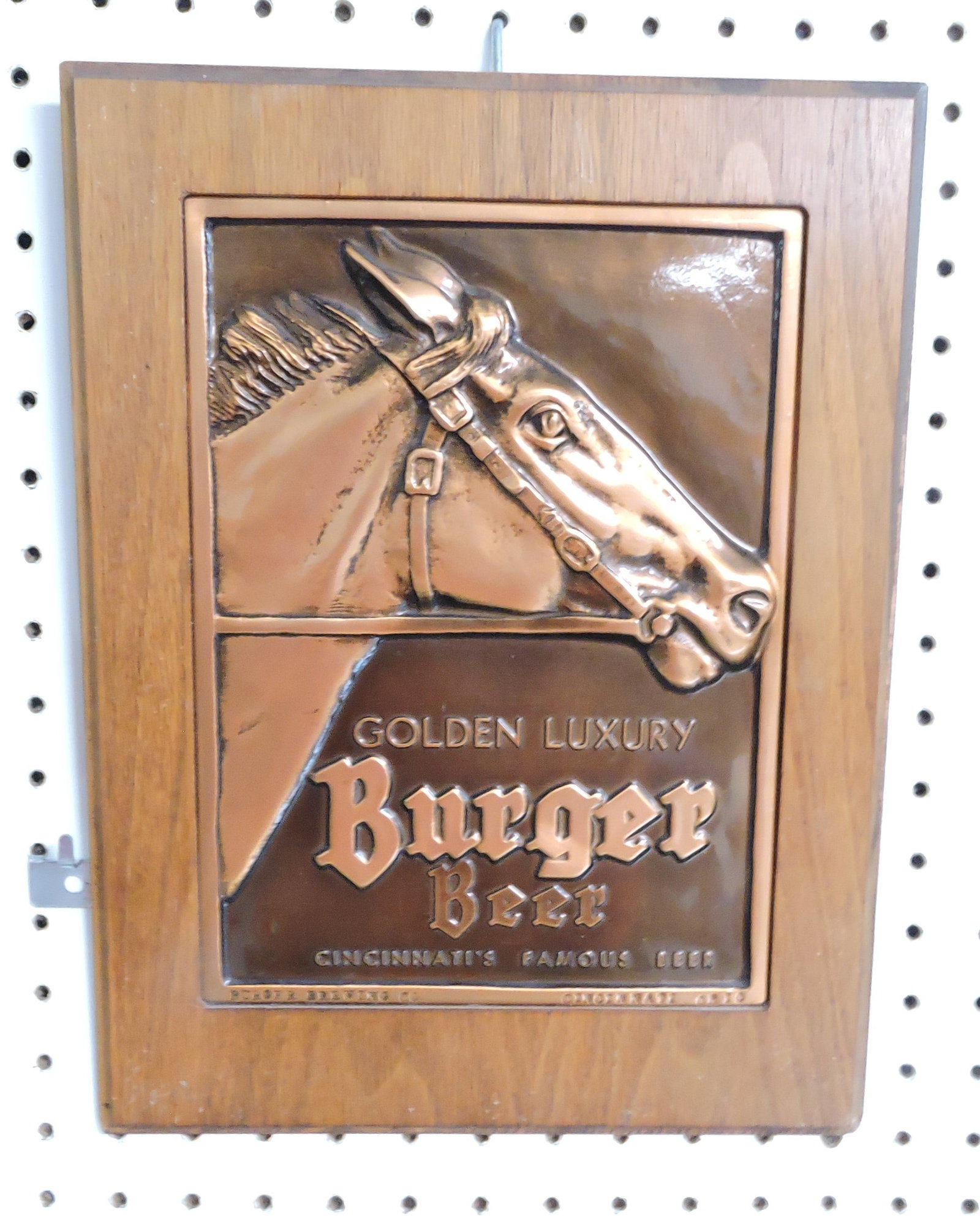 Burger Beer horse head sign, 14"x10": .