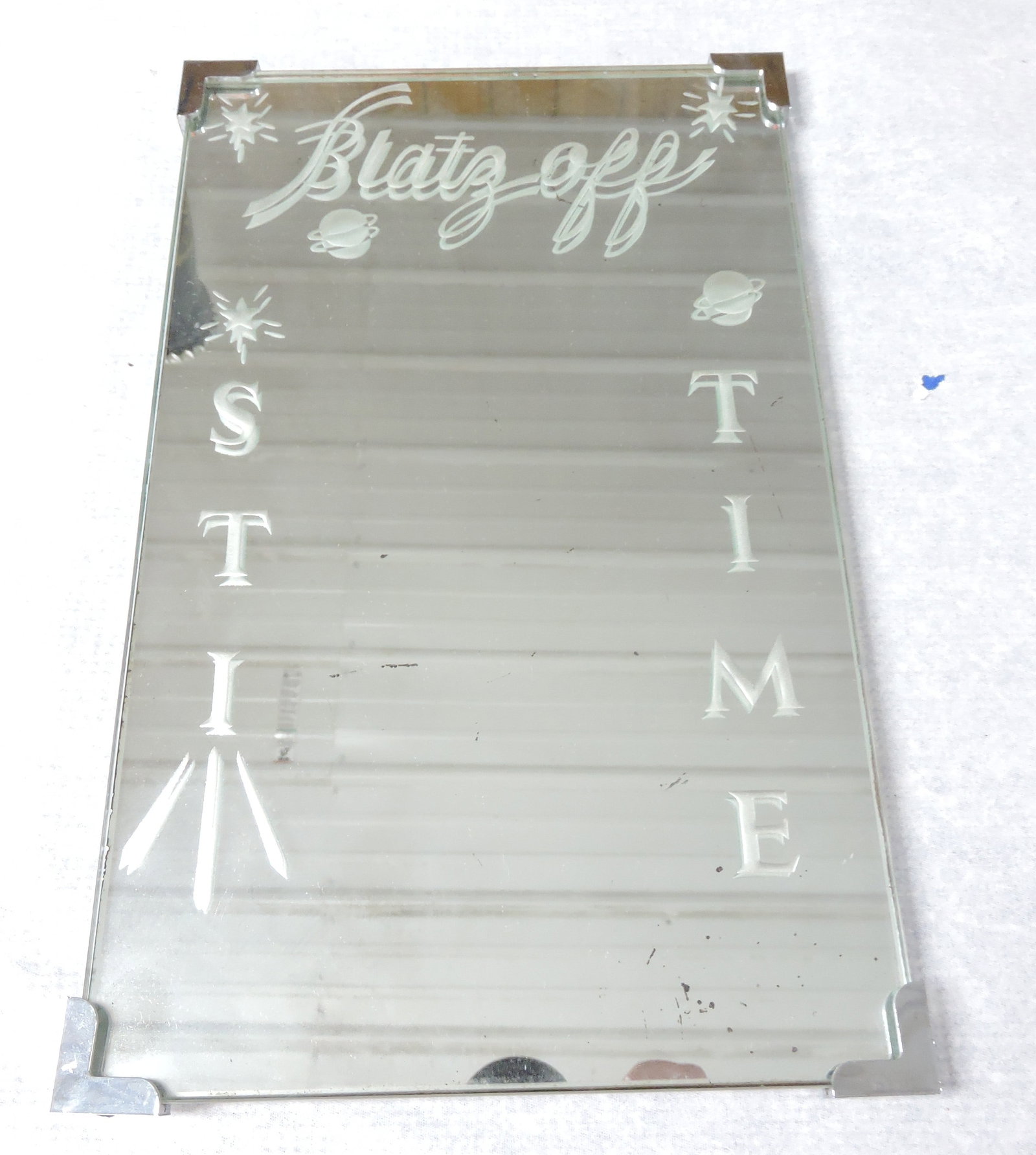 'Blatz Off' beer mirror sign, 13"x8 1/4": .