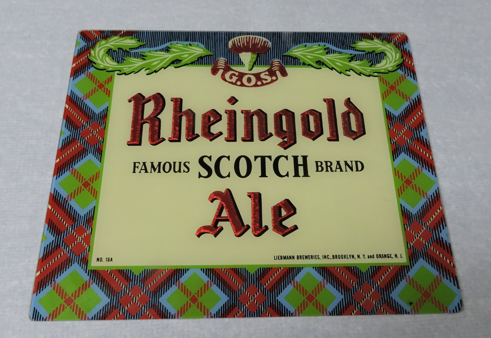 Rheingold Scotch Ale glass sign, (1 of 1)