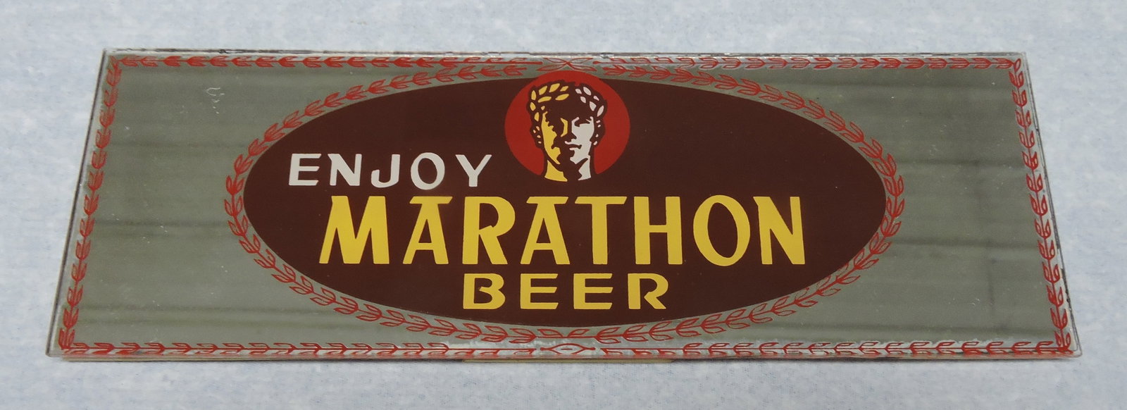Marathon Beer glass advertising sign,: 3 1/2"x10"