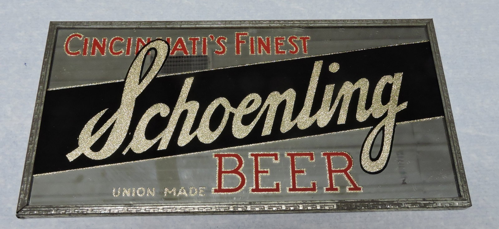 Schoenling Beer glass advertising sign, (1 of 1)