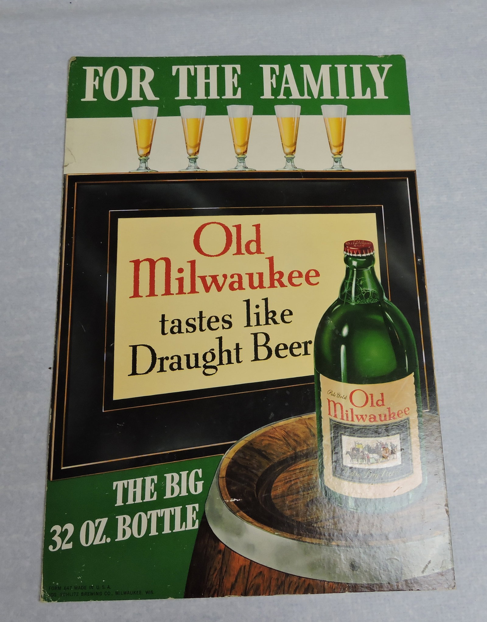 Old Milwaukee cardboard easel sign,: 17 1/2"x13"