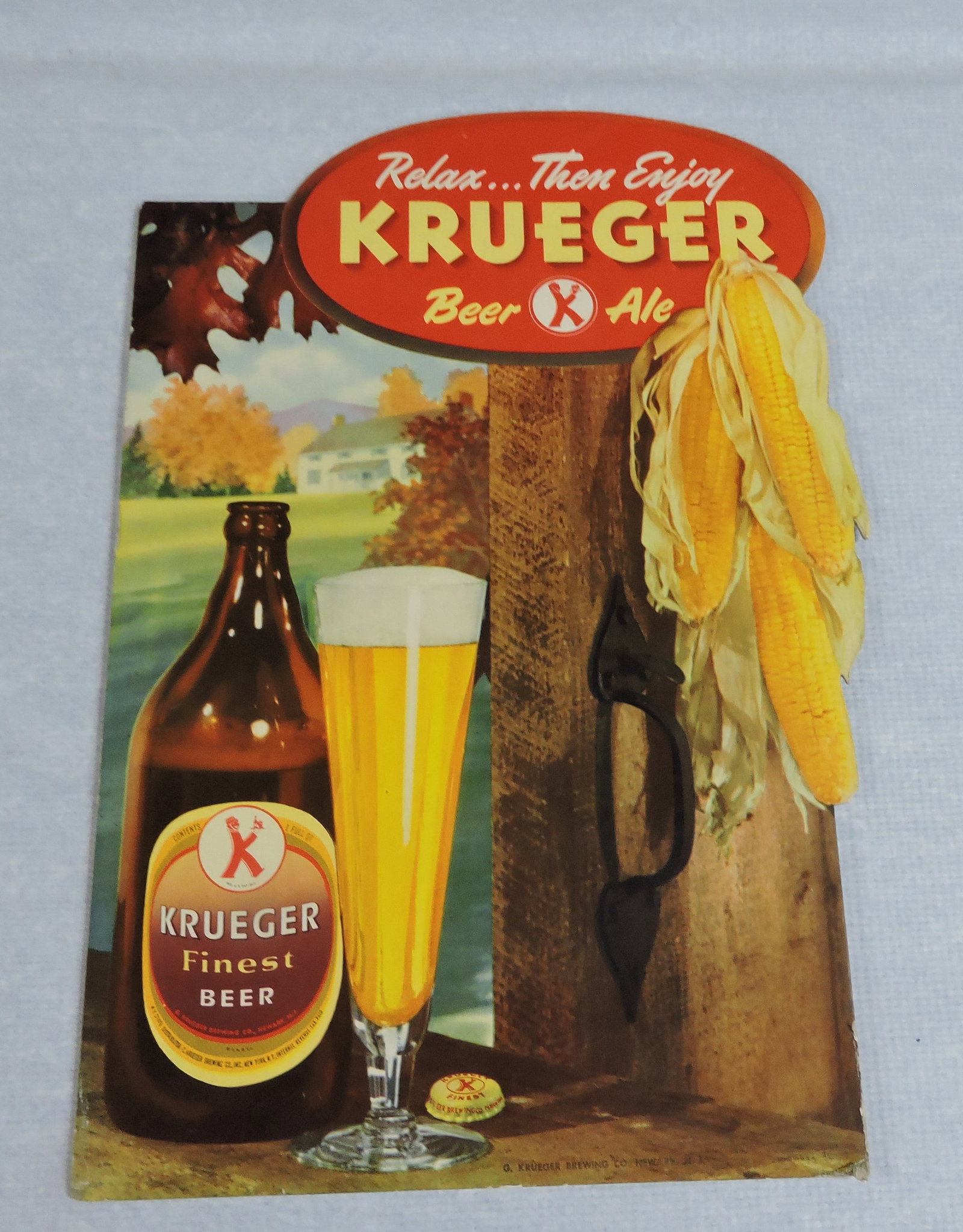 Krueger Beer cardboard easel sign, (1 of 1)