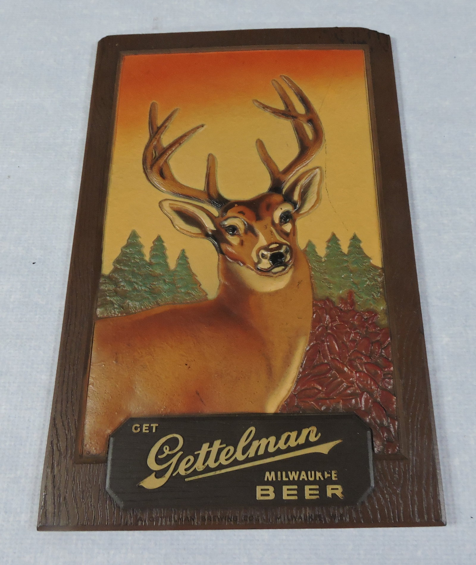 Gettelman Beer composite sign,: 16"x10 1/2", some wear