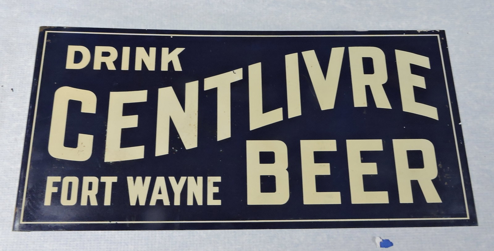 Centlivre Beer metal two sided flange: sign, losses to one side, 9"x19"