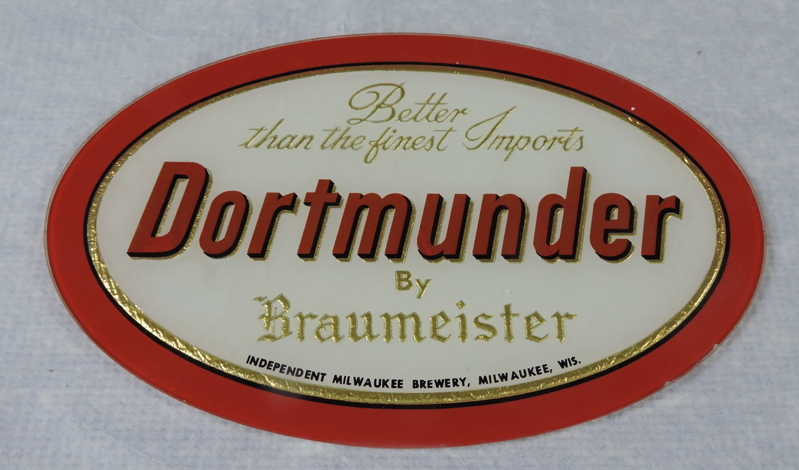Dortmunder glass advertising sign,: 6 1/2"x10"