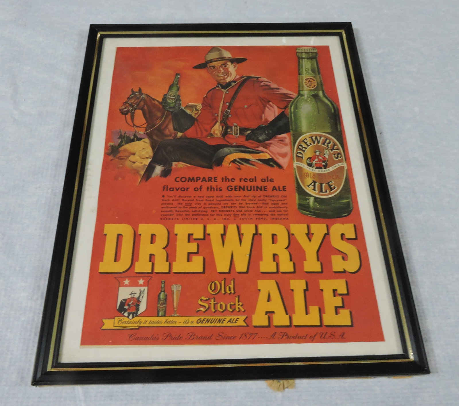 Drewerys Ale framed advertisement,: 14"x11"