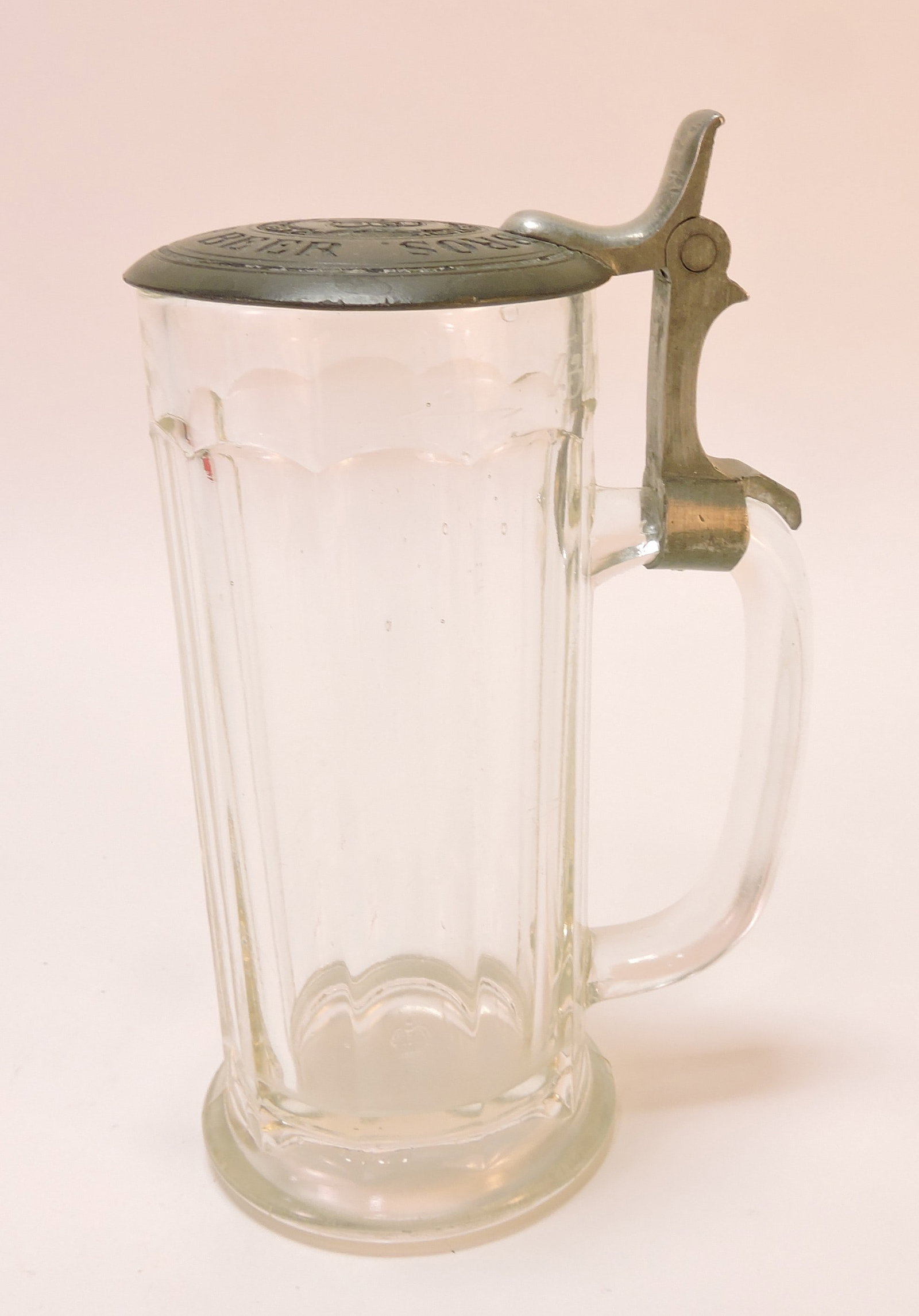 Glass beer stein, Piel Bros. Lager Beer,: 7"
