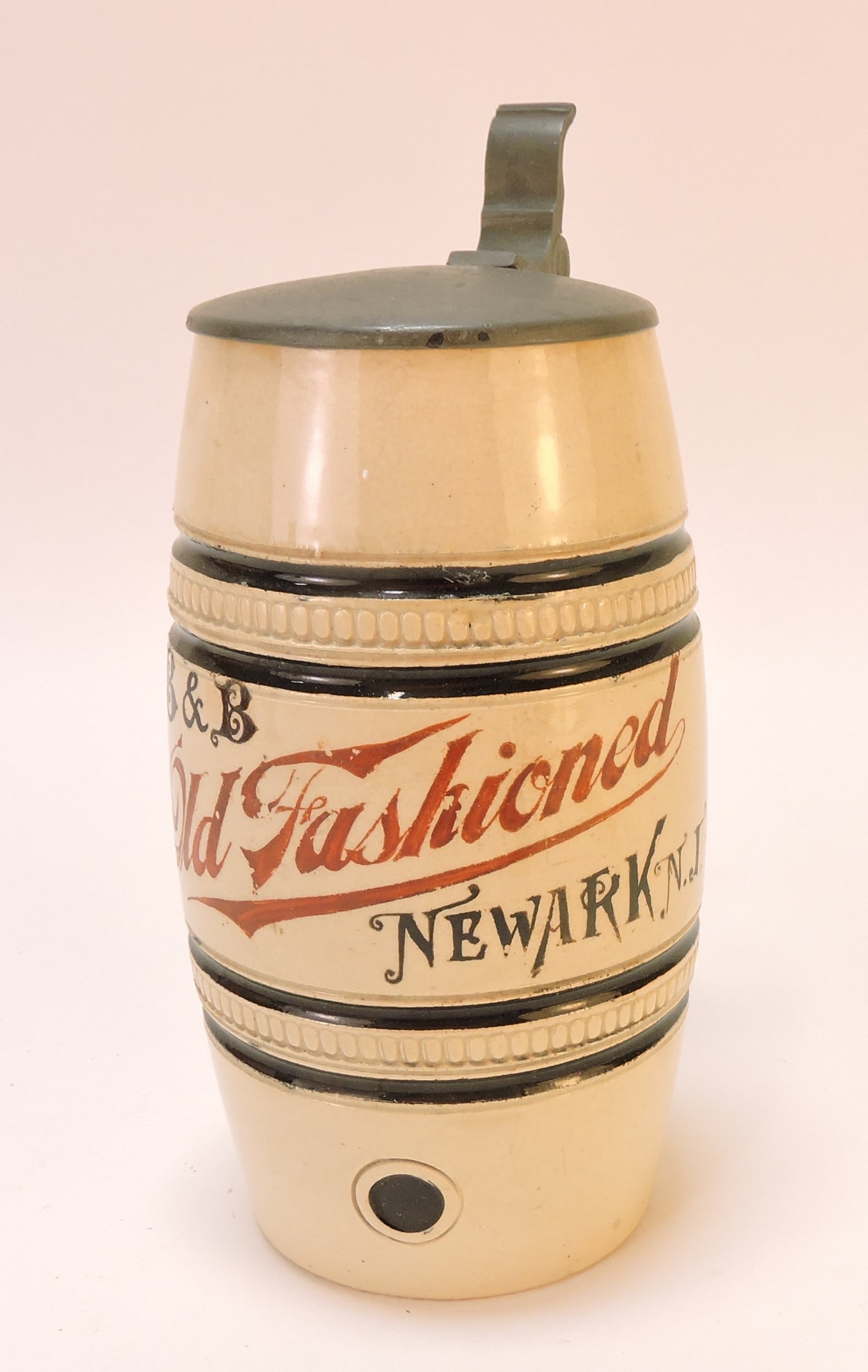 German B&B Old Fashioned beer: stein, Newark NJ, 7"