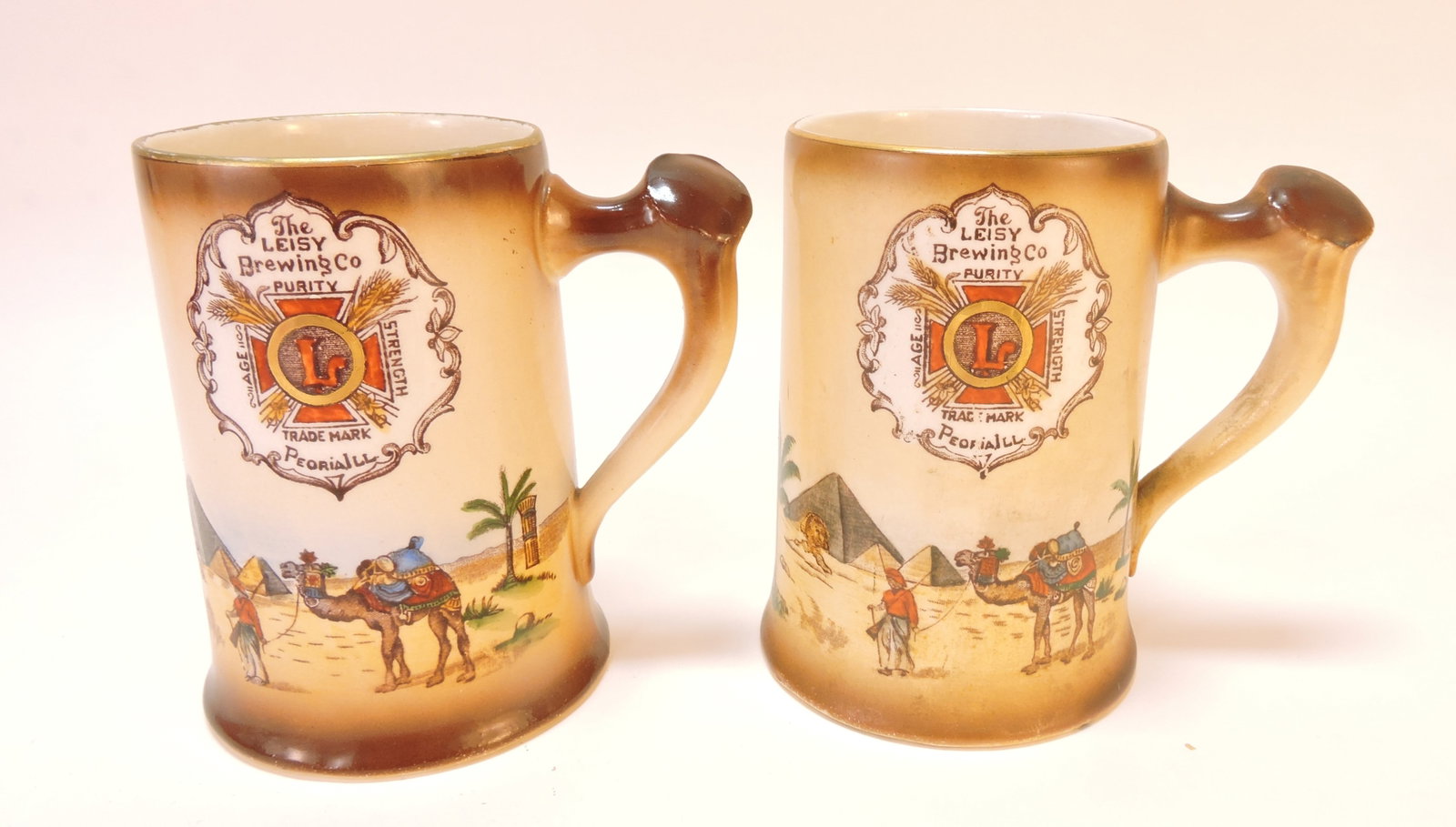 Leisy Brewing Co pair of 5" beer mugs: .