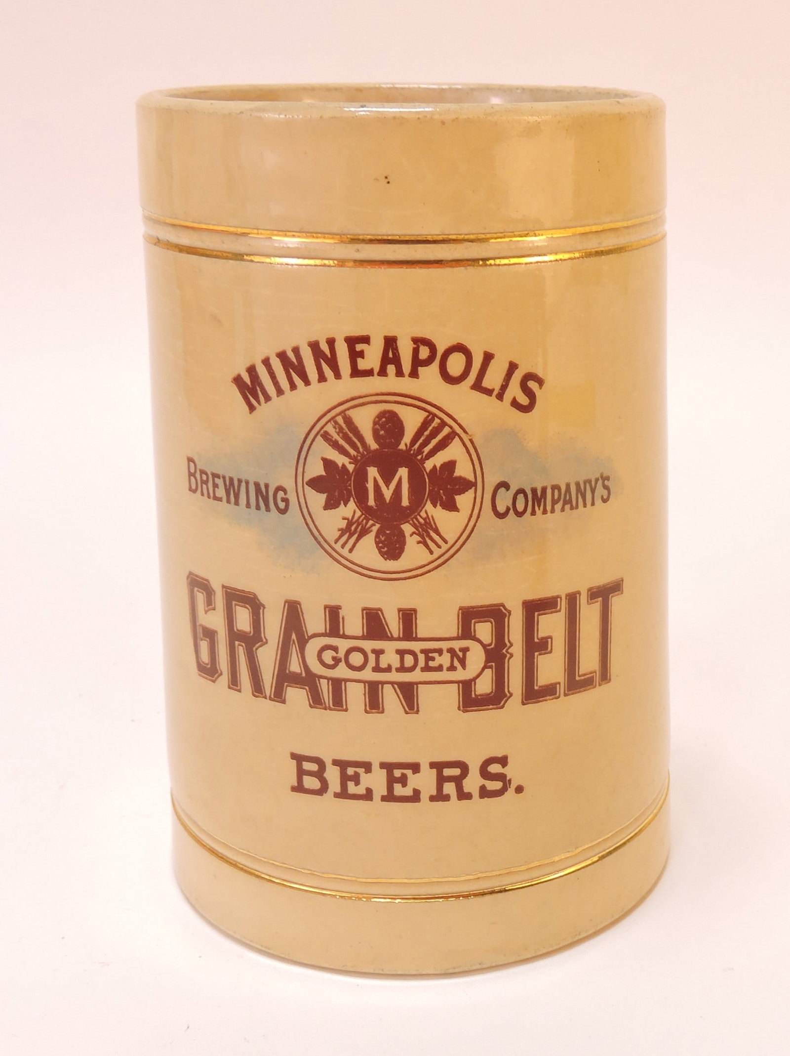 Minneapolis Brewing Co Golden Grain: Belt beer mug, 5"