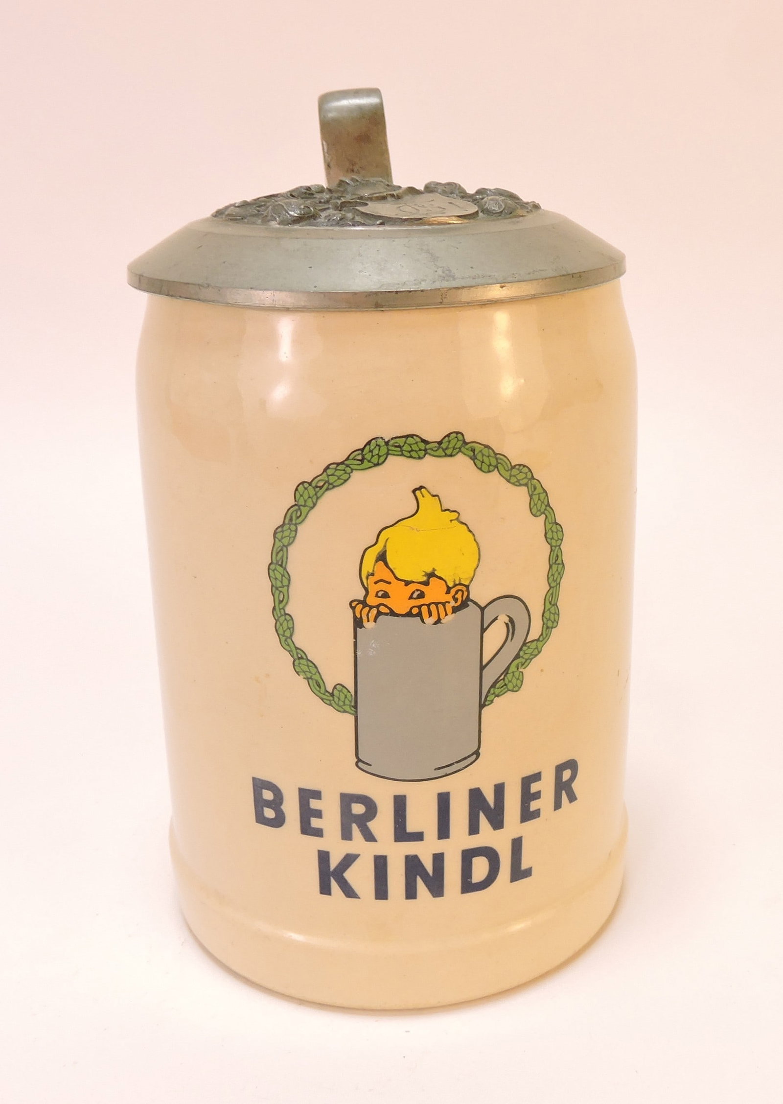 Berlinder Kindl beer stein, 6": .