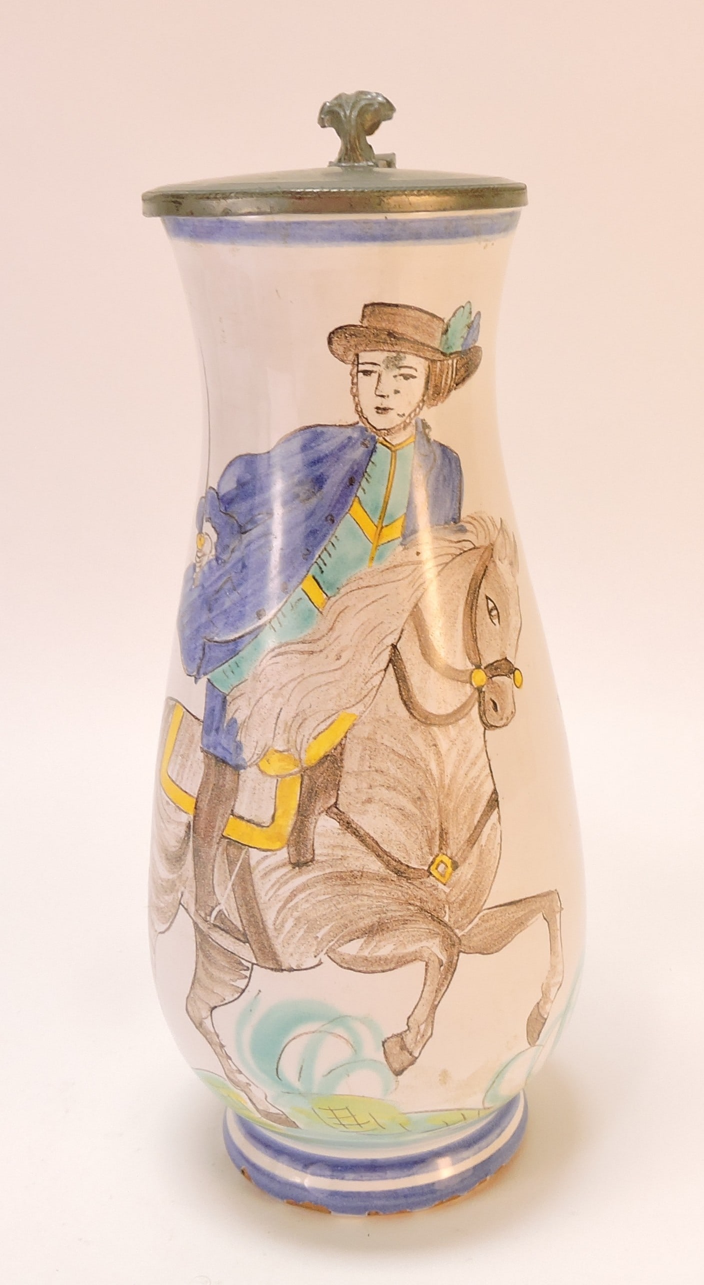 Hand painted ceramic jug with pewter (1 of 3)