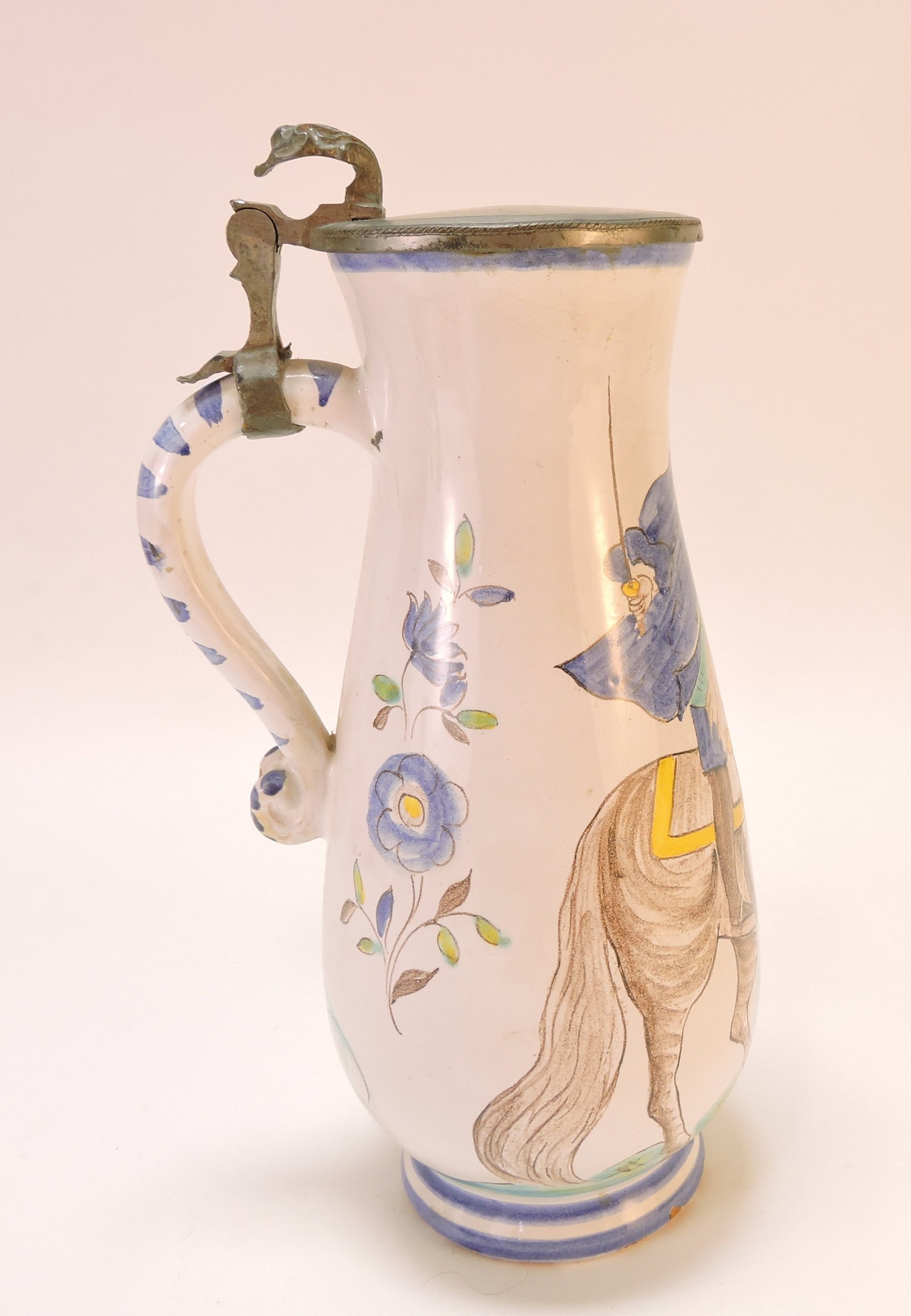 Hand painted ceramic jug with pewter - 3