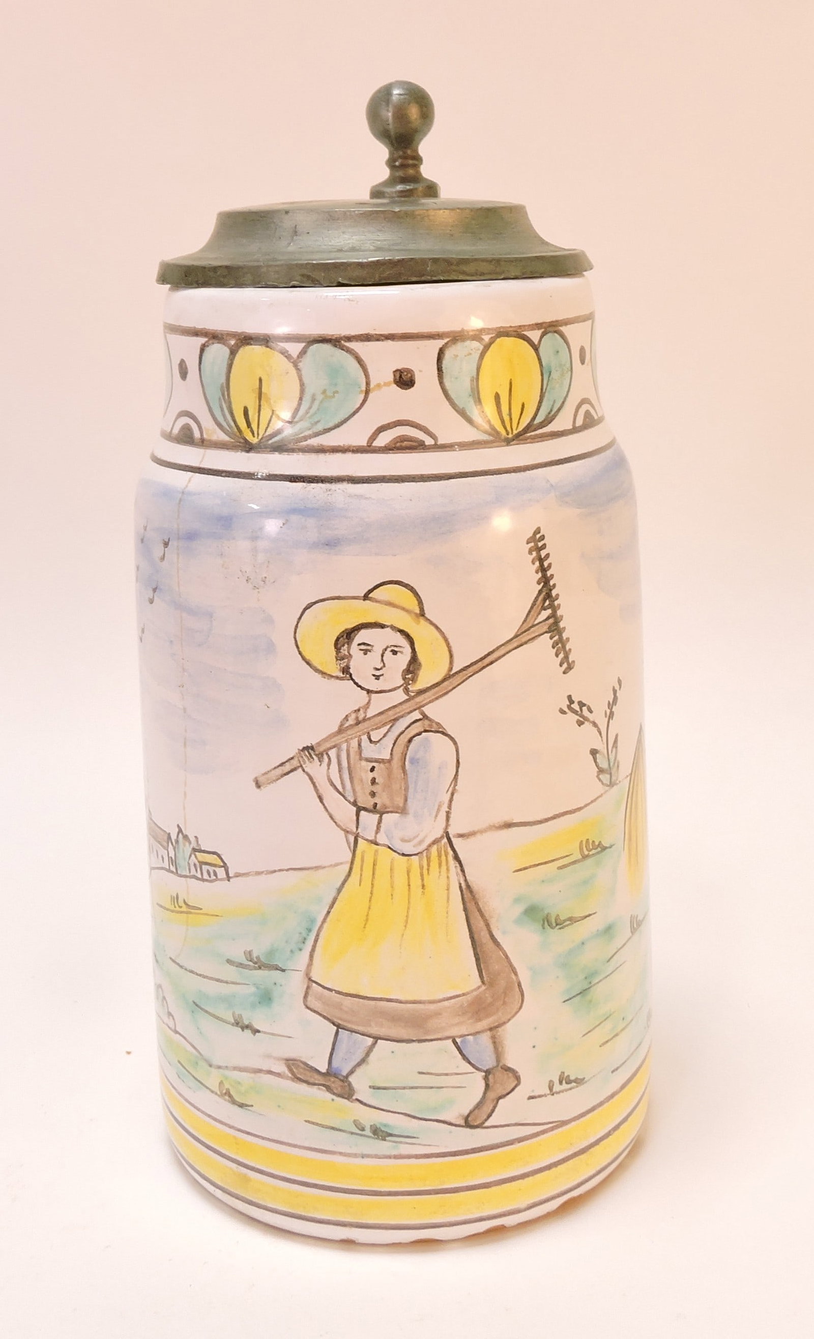 Hand painted ceramic beer stein with (1 of 3)