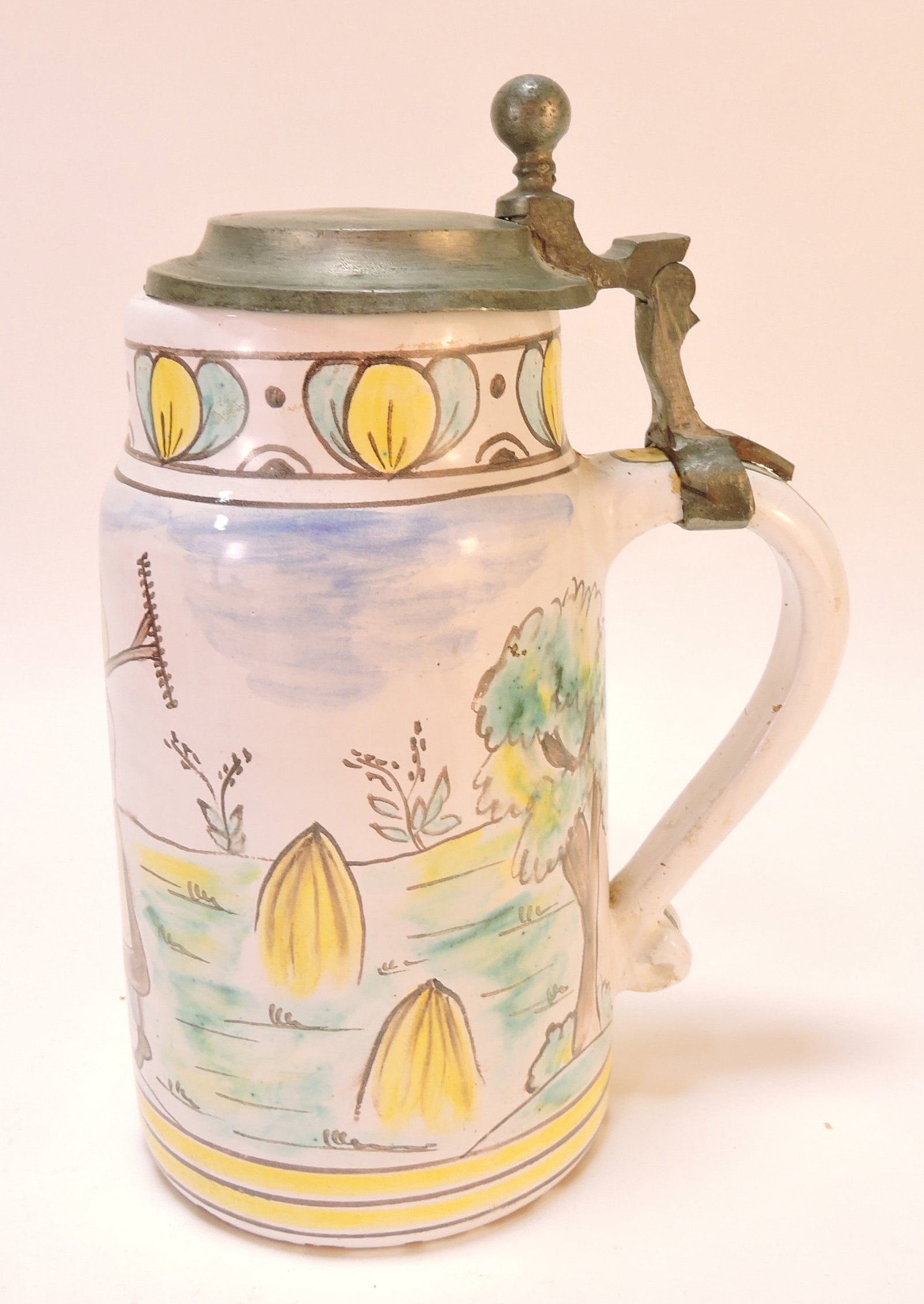 Hand painted ceramic beer stein with - 2