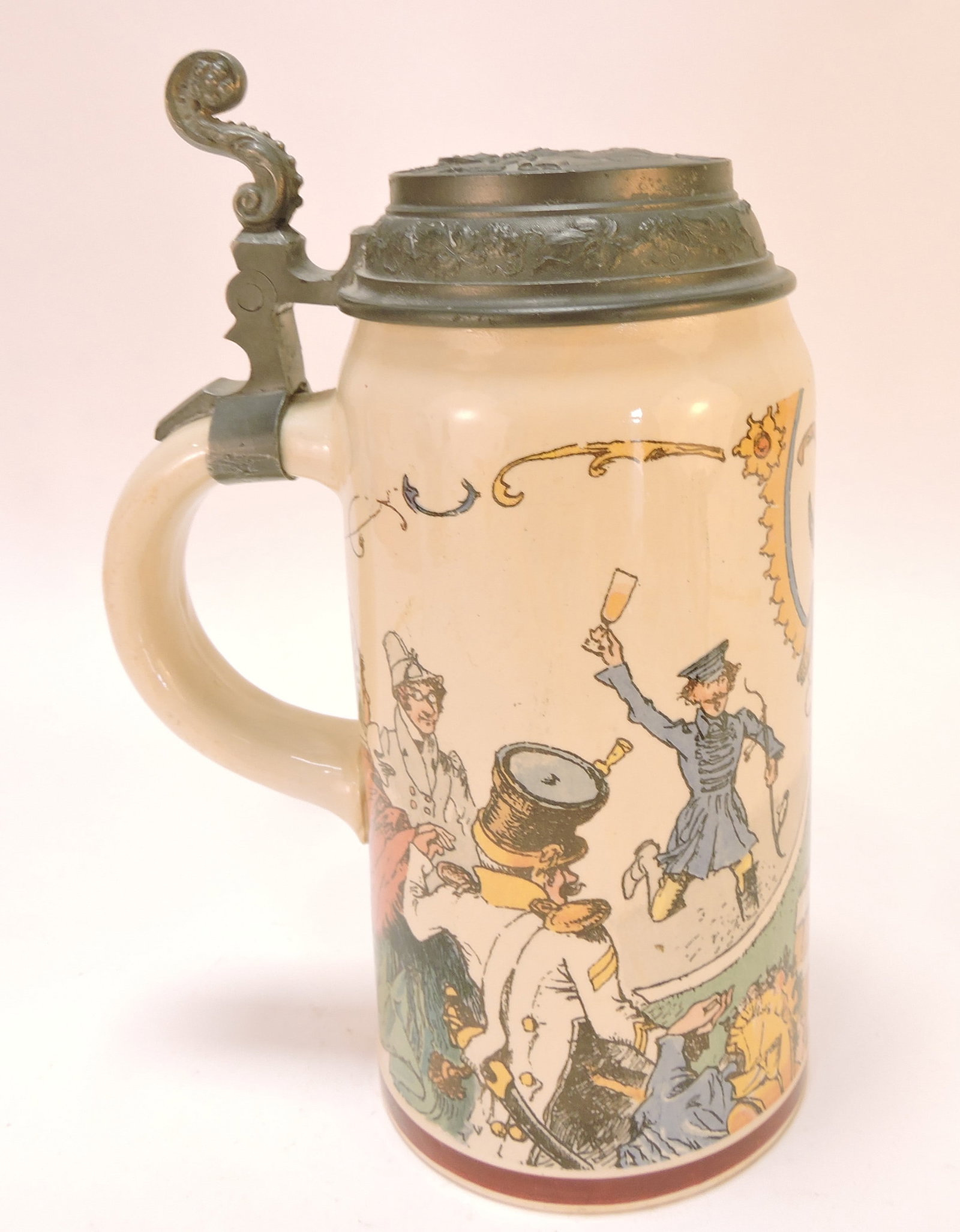 Mettlach 1L pug stein, 'Bochen Goat', - 3