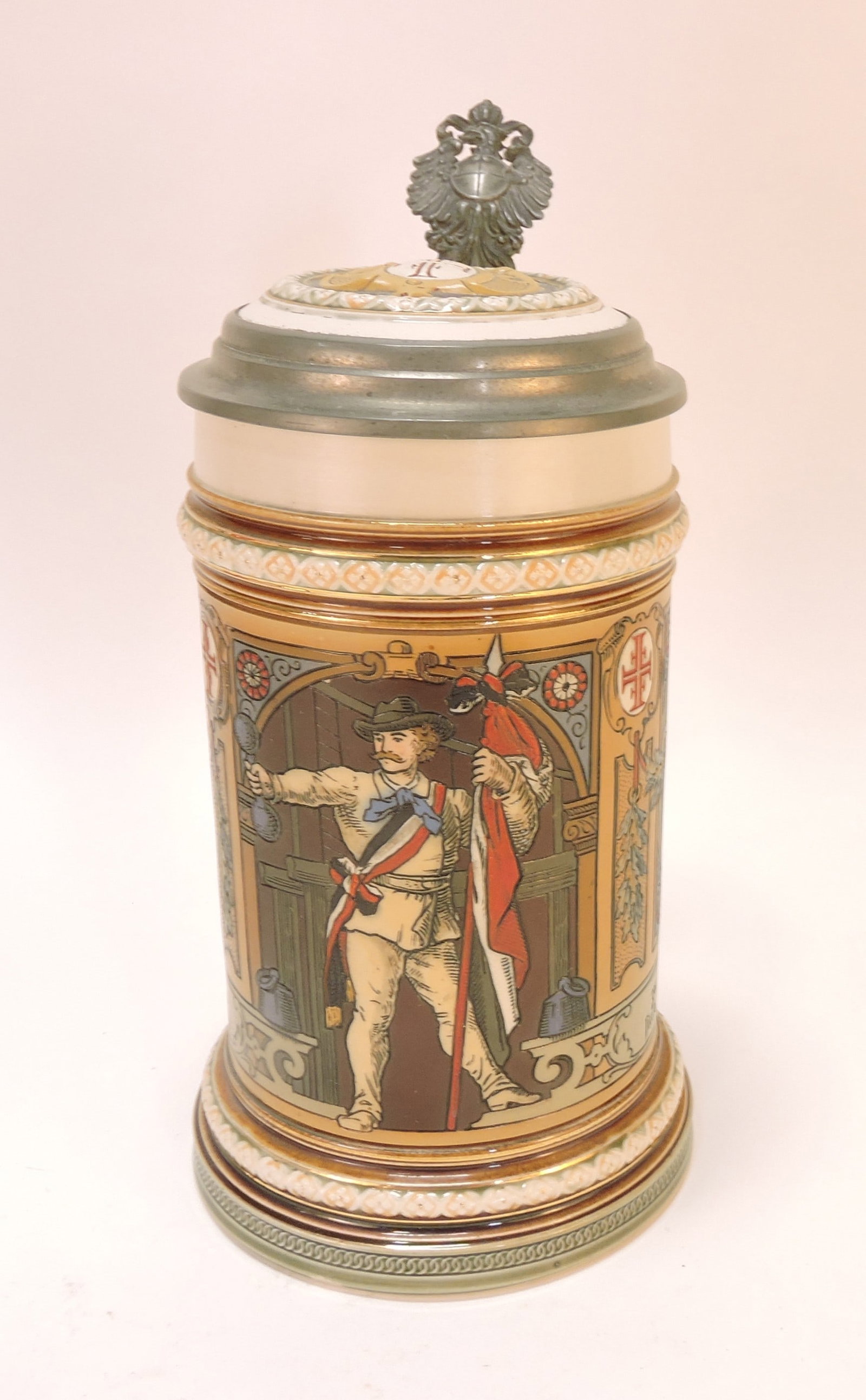 Mettlach stein #1914, 1/2L, 8 1/2": .