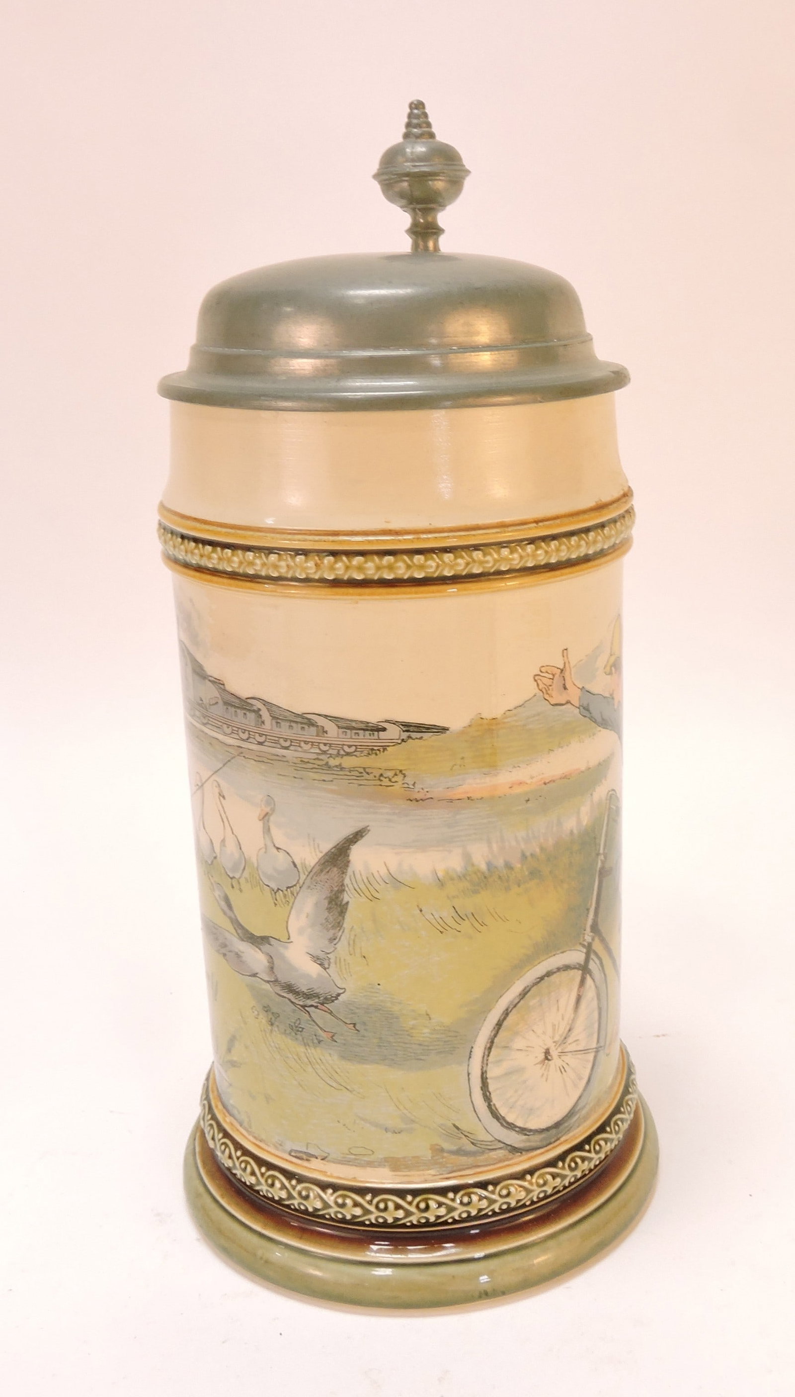 Mettlach stein #2140, 1/2L, 8 1/4",: bicyclist