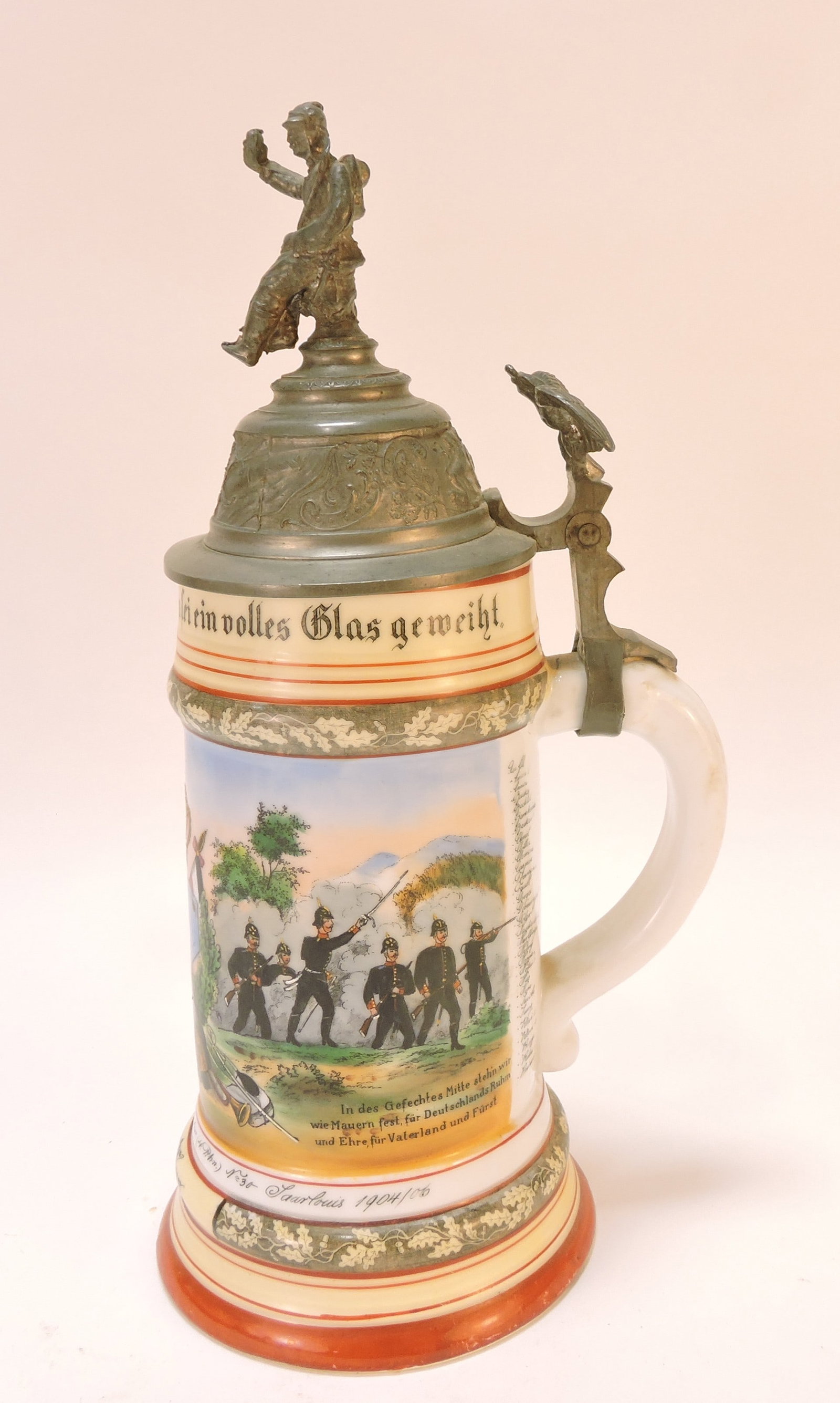 Regimental porcelain stein, 11", - 2