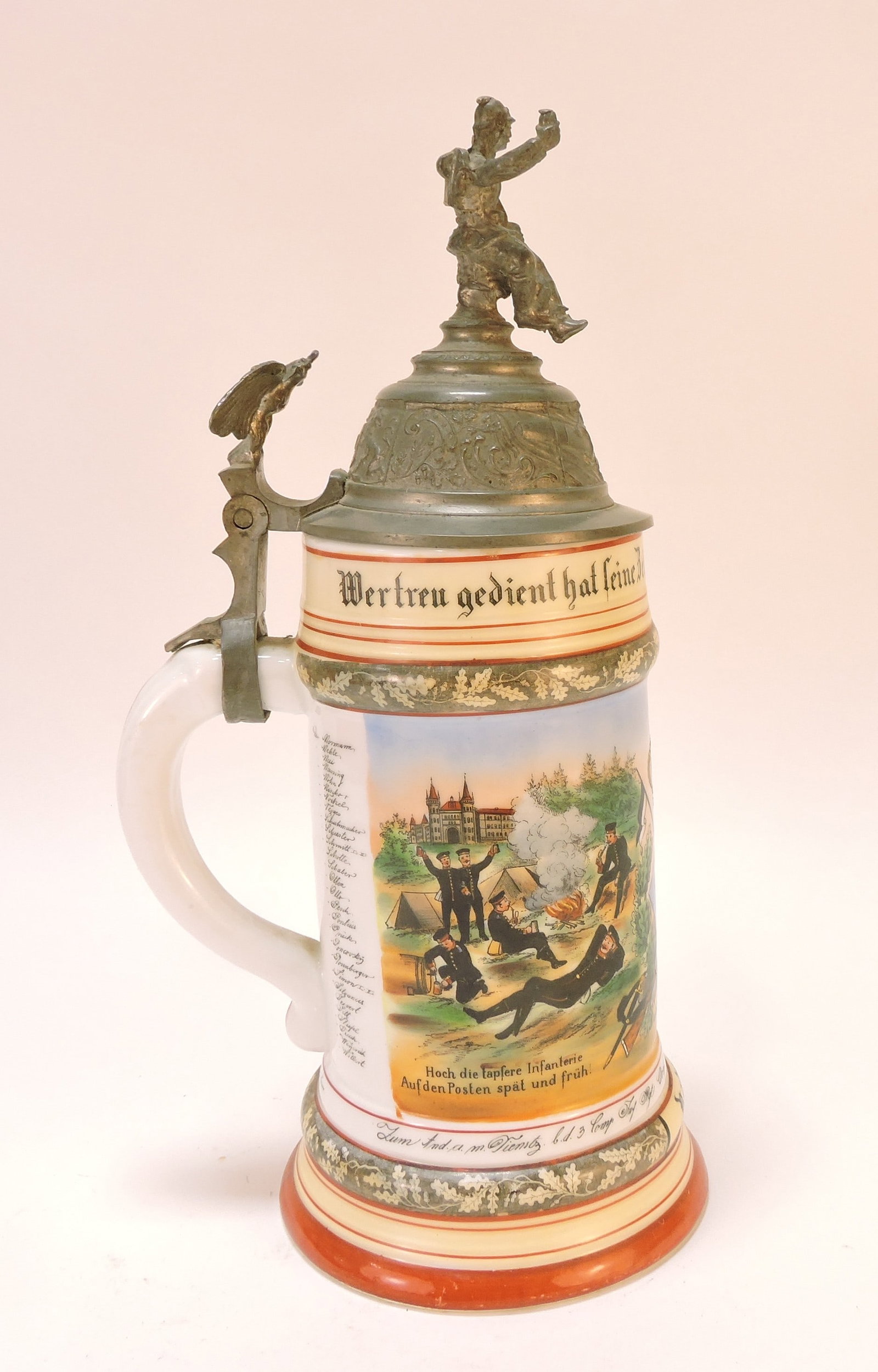 Regimental porcelain stein, 11", - 3
