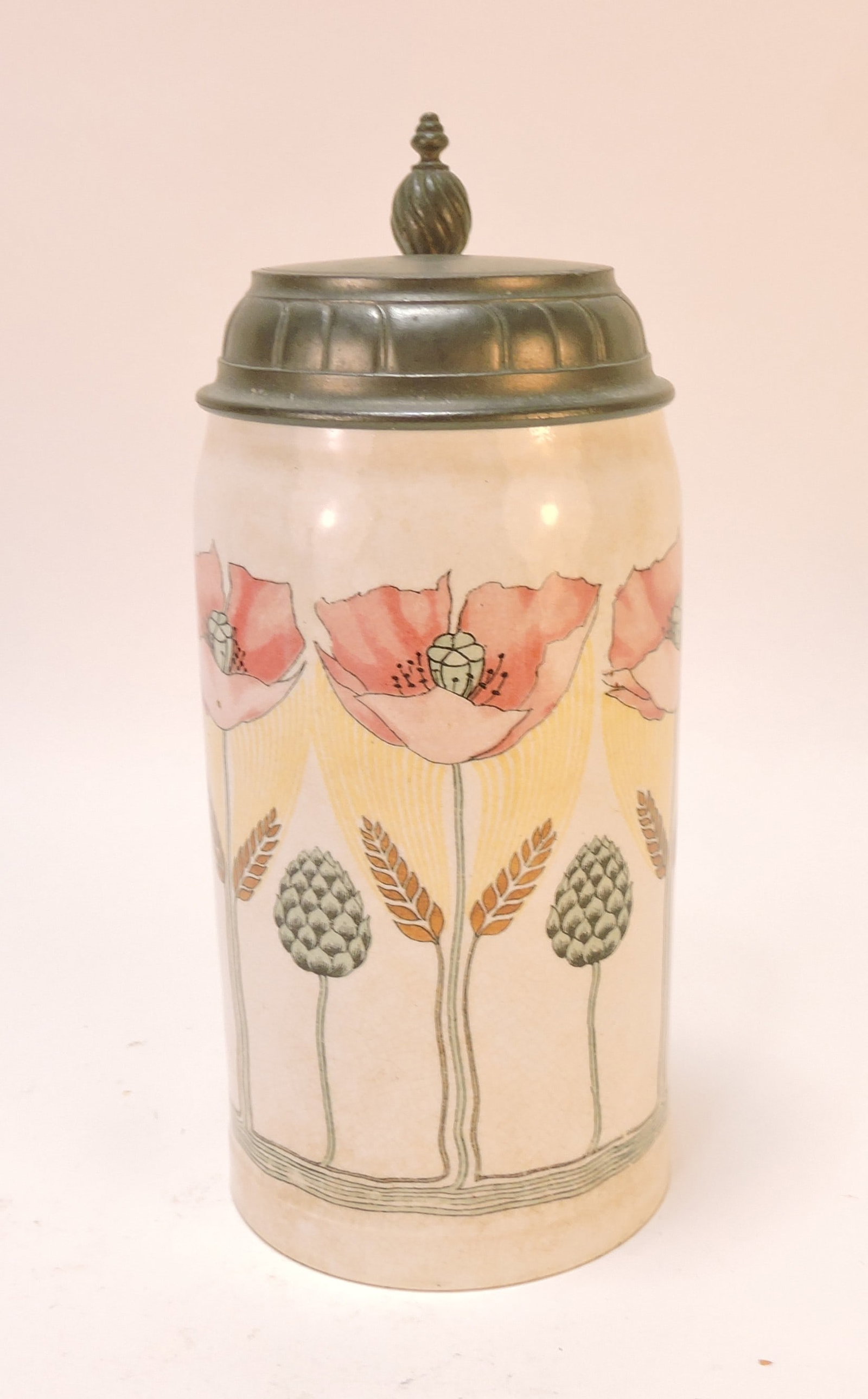 Mettlach Art Nouveau floral stein, #1196, (1 of 3)