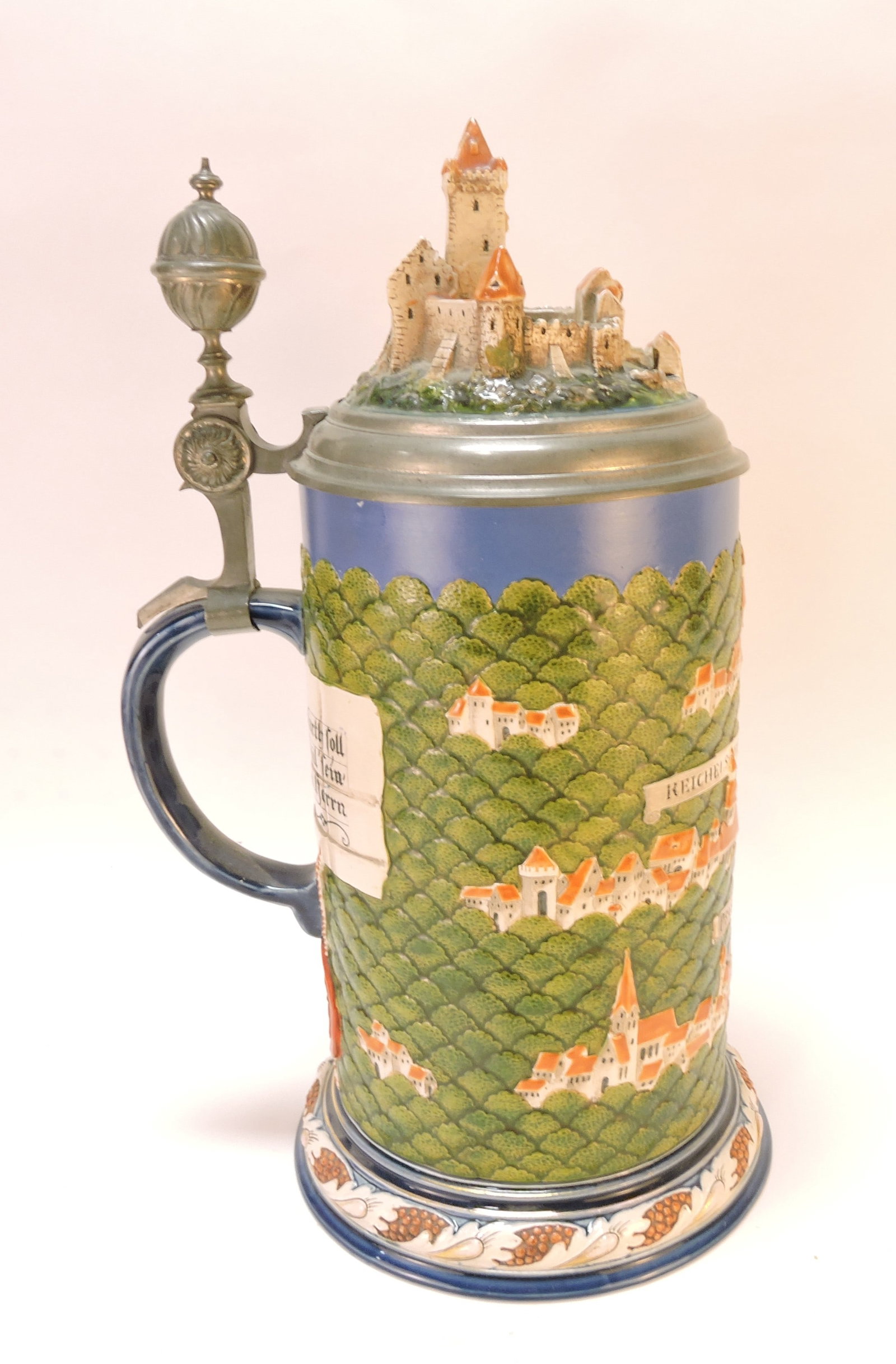 Mettlach Castle large stein, 3.8L, - 3