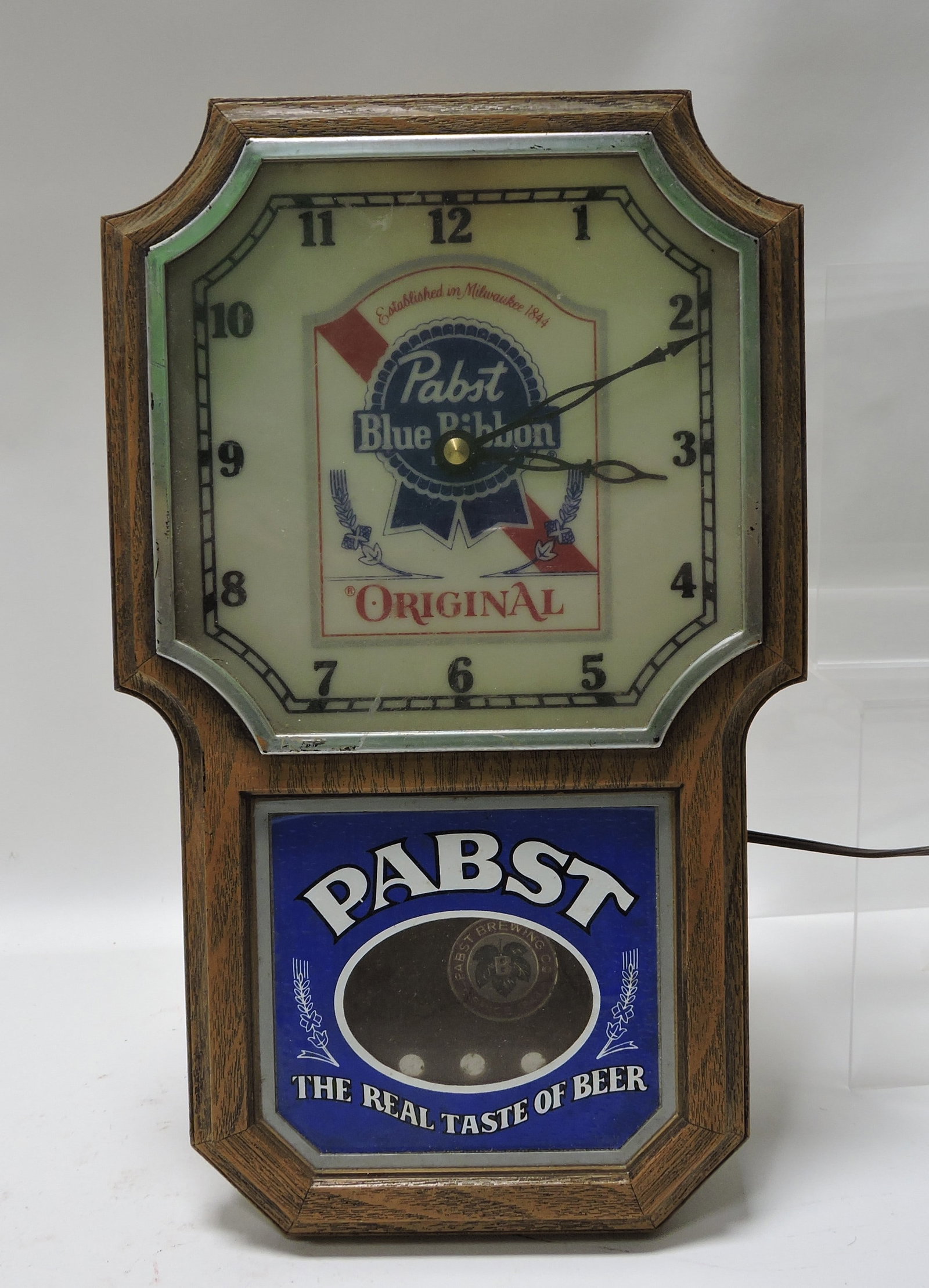 Pabst Blue Ribbon wall clock, 14": .