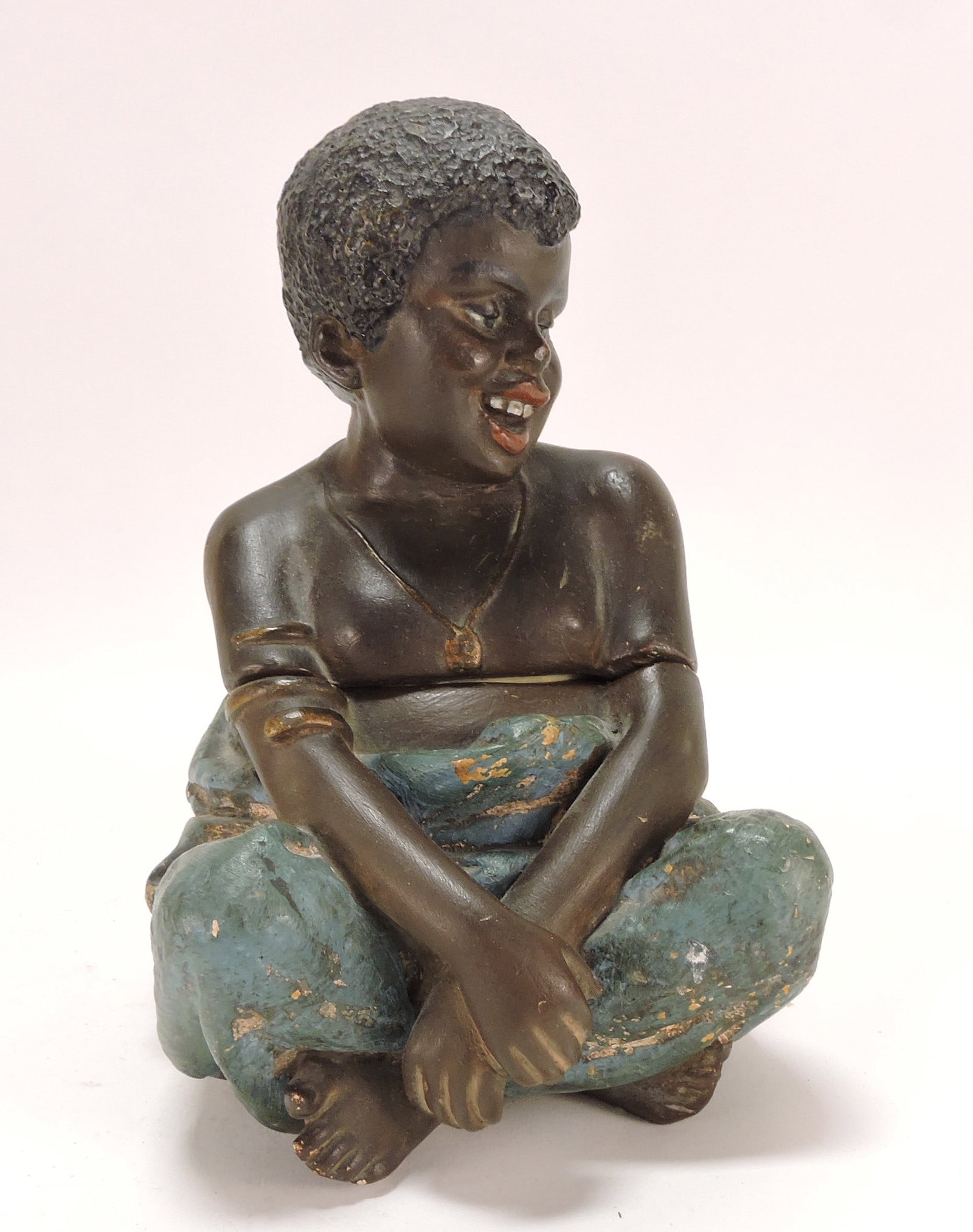 Black Americana terra cotta humidor: of native figure, 10"