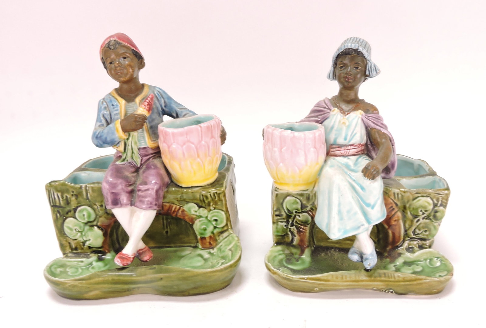 Black Americana majolica pair of (1 of 1)