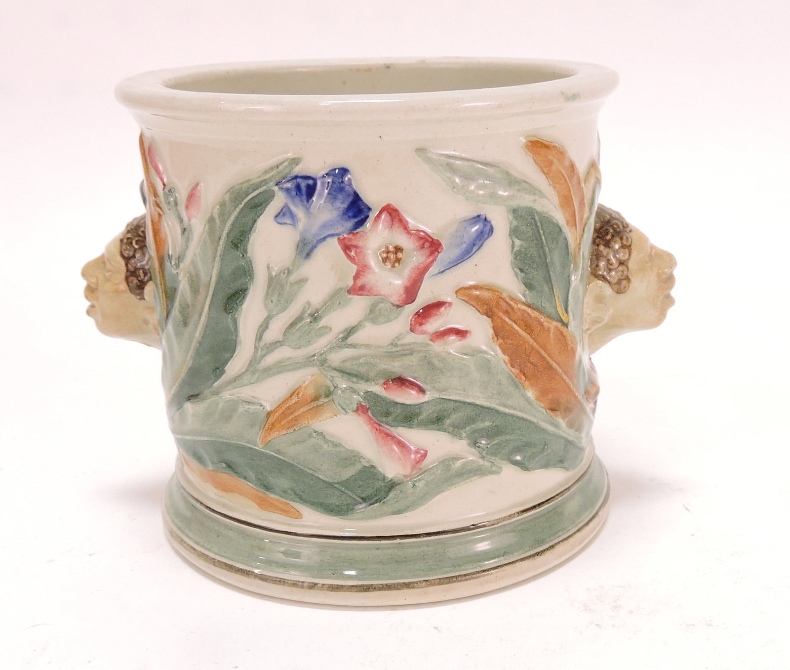 Black Americana majolica jar, 3 3/4", (1 of 2)