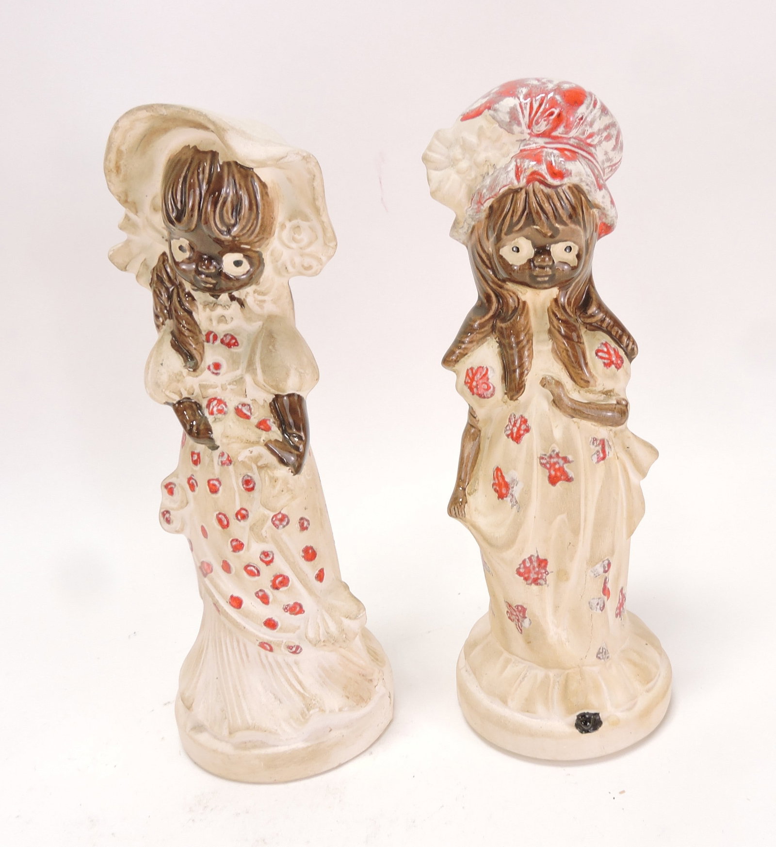 Black Americana ceramic lot of: 2 girls, 10"