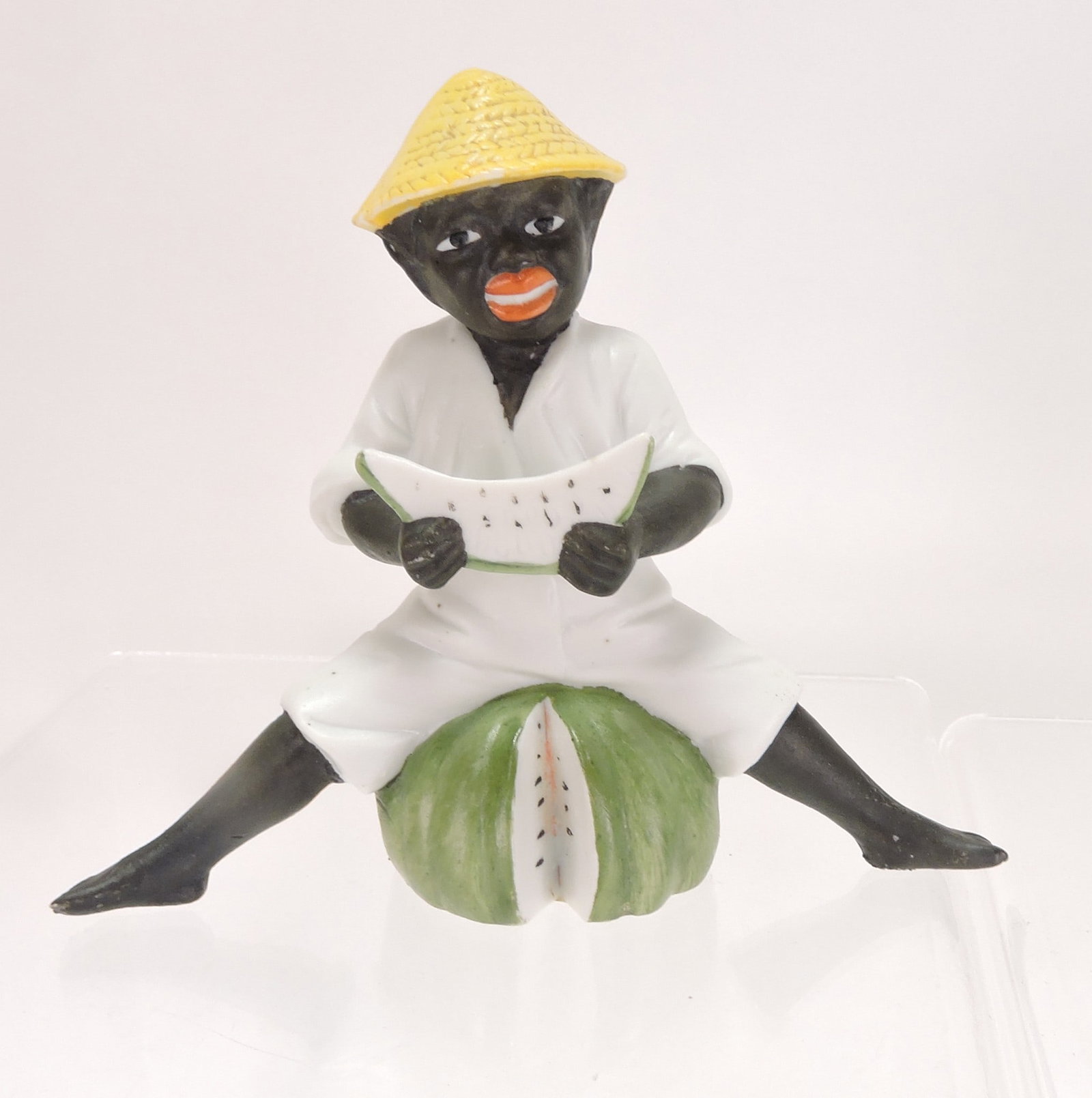 Black Americana bisque figure of: boy with watermelon, 4"