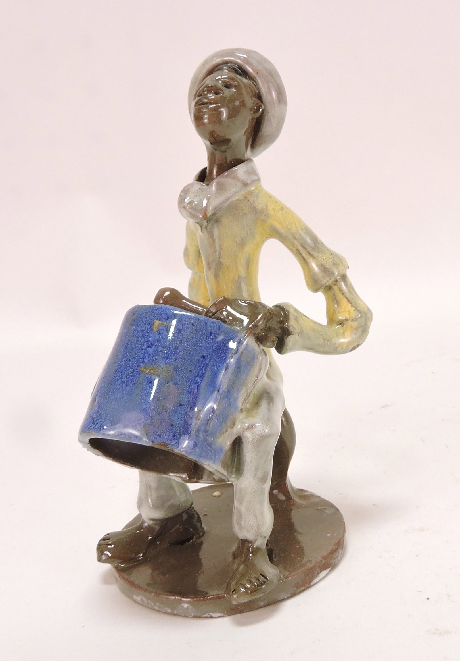 Black Americana Antique Pottery: figure of a drummer, 5"