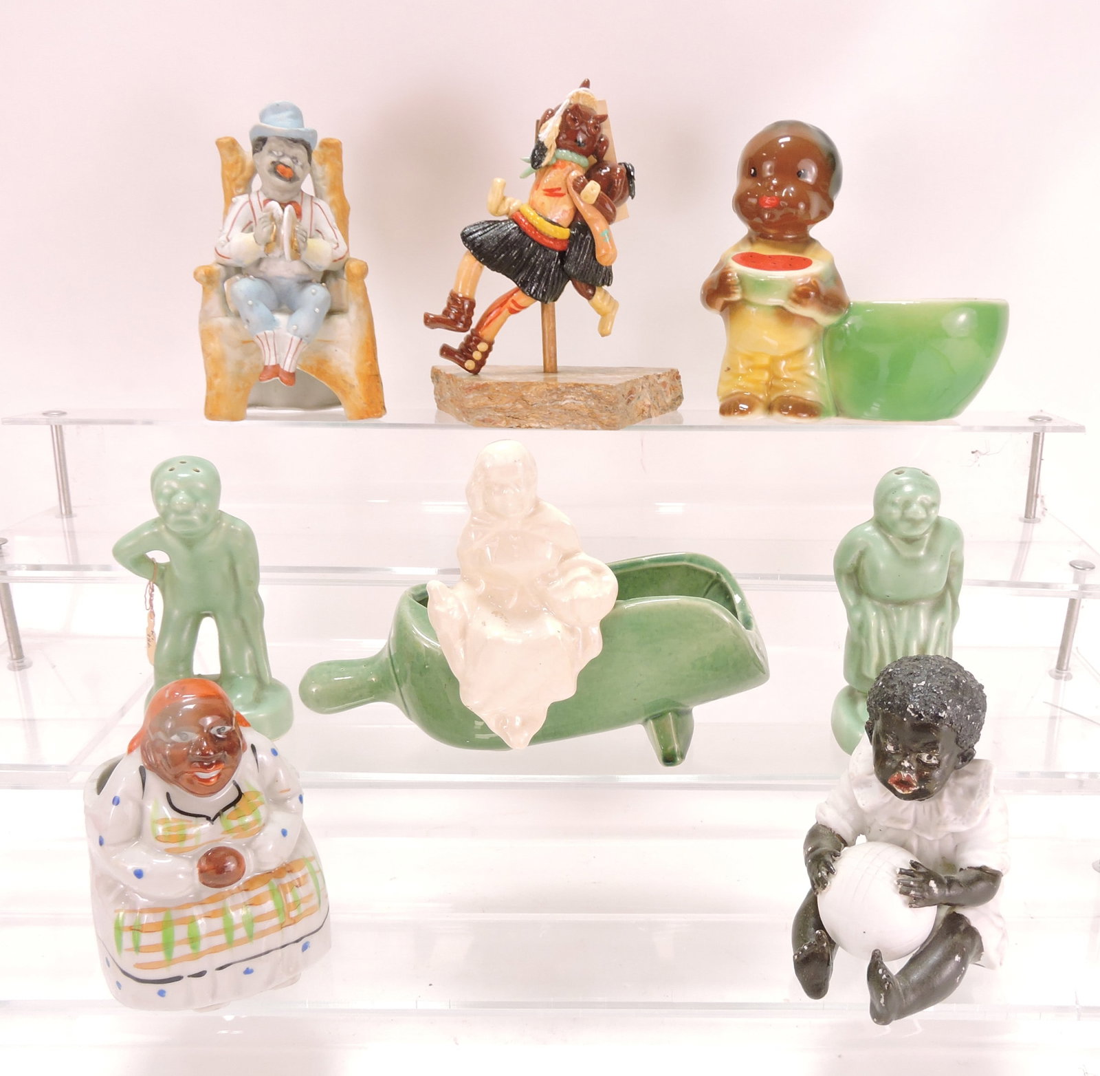 Black Americana lot of 8 figurals,: 4" to 5"