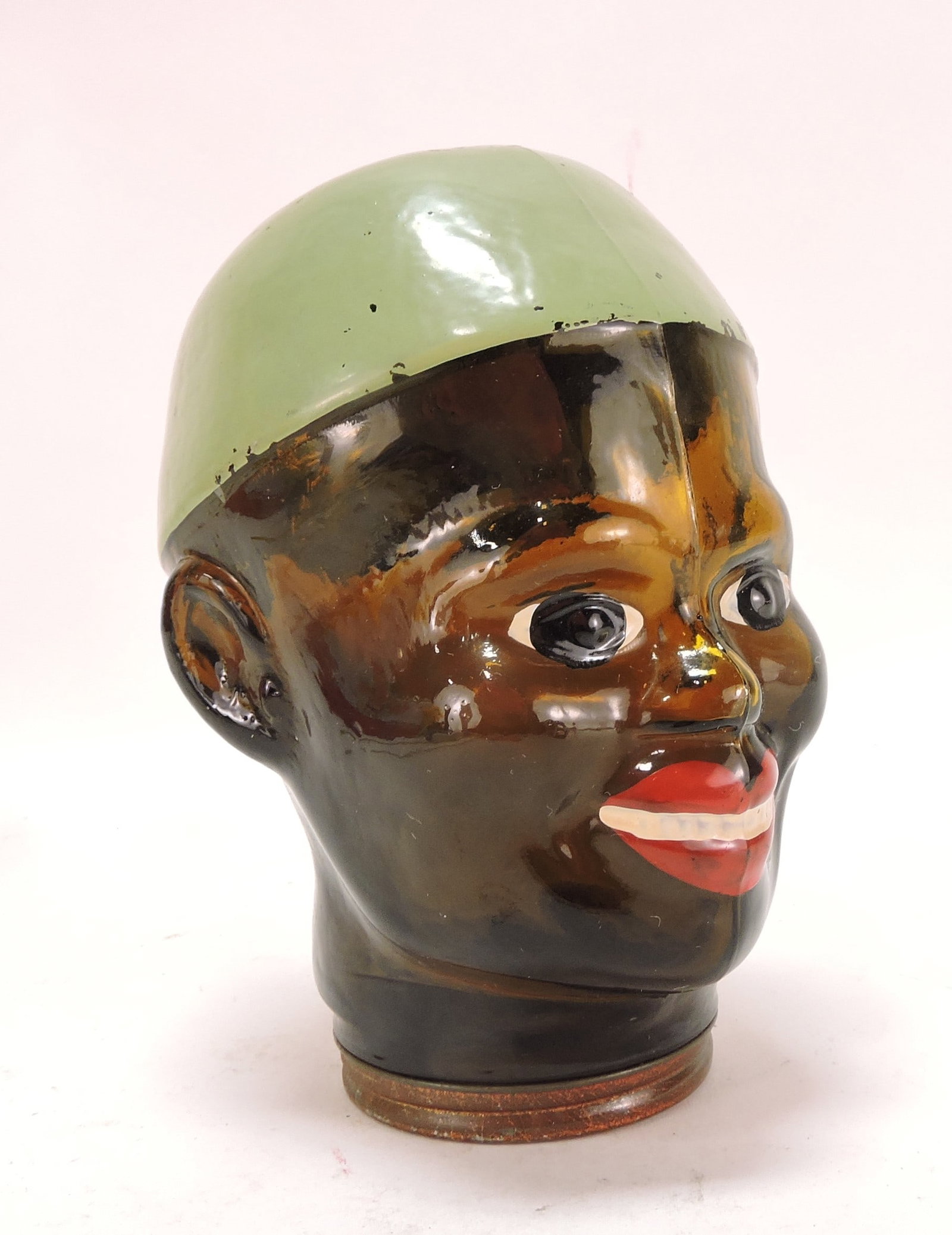 Black Americana figural glass grease jar,: 6"