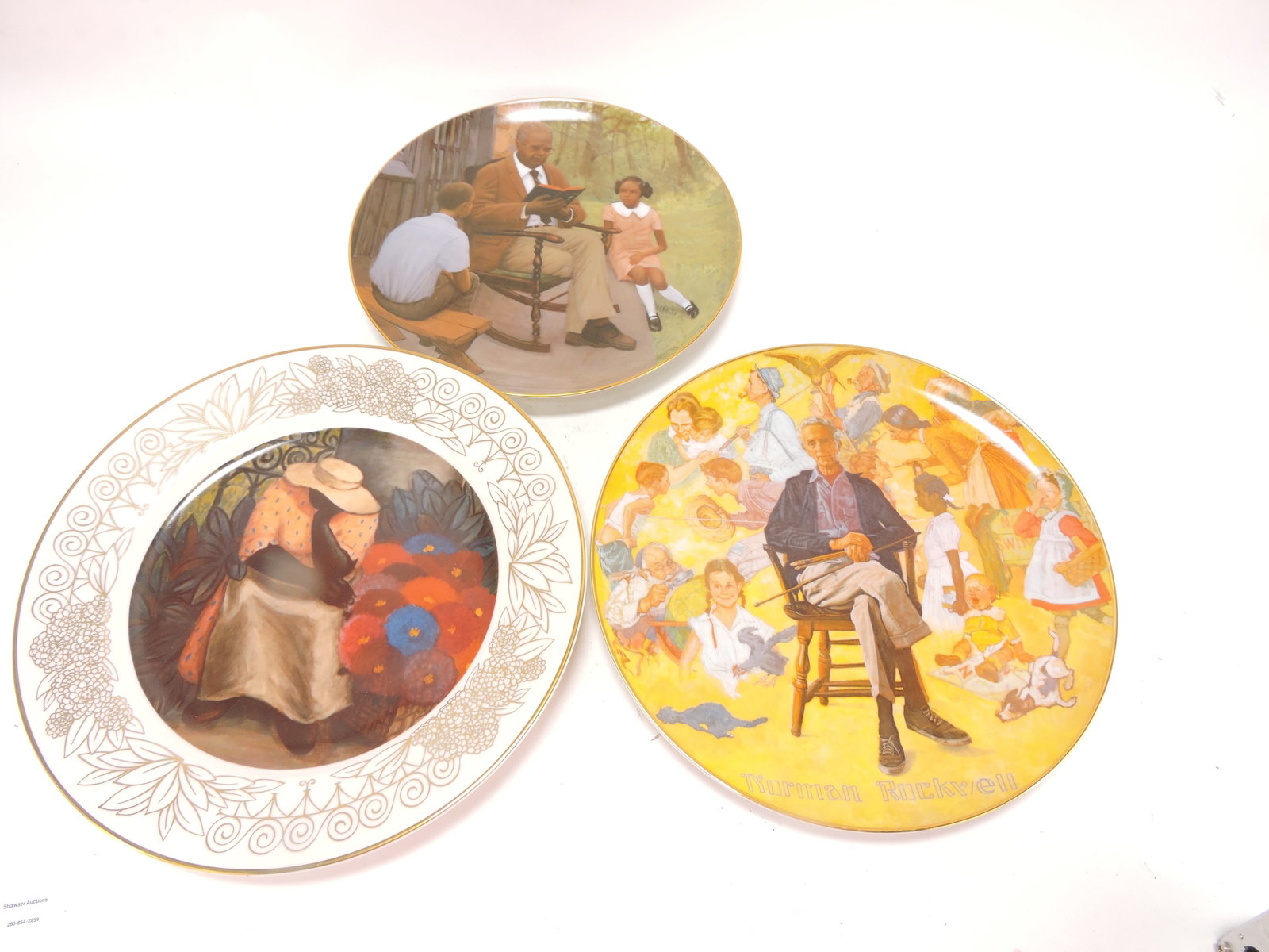 Black Americana lot of 3 collector plates,: 9" to 10 1/2"