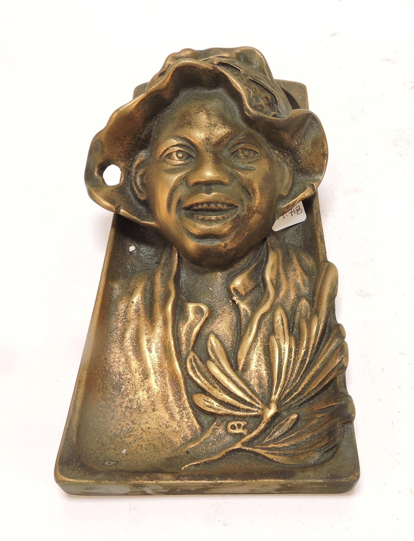 Black Americana bronze inkwell, 6"