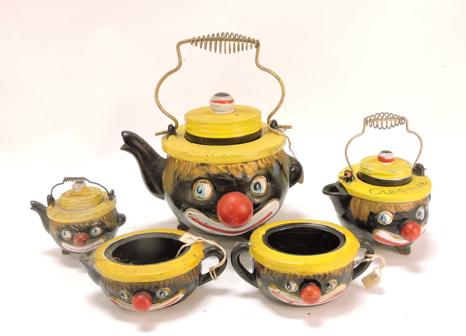 Black Americana 5 pc figural tea set: .