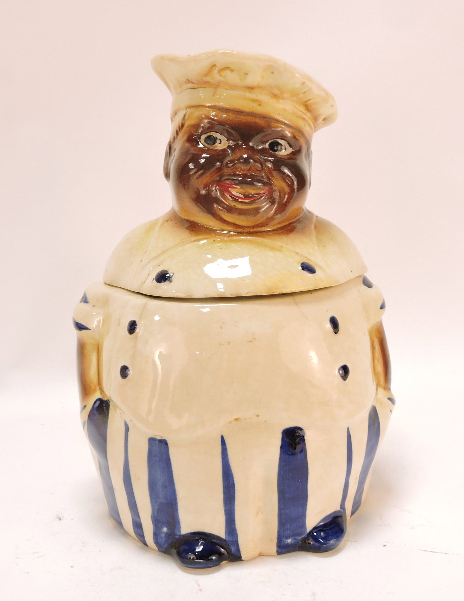 Black Americana Pappy cookie jar,: 9 1/2", crazing, hairline