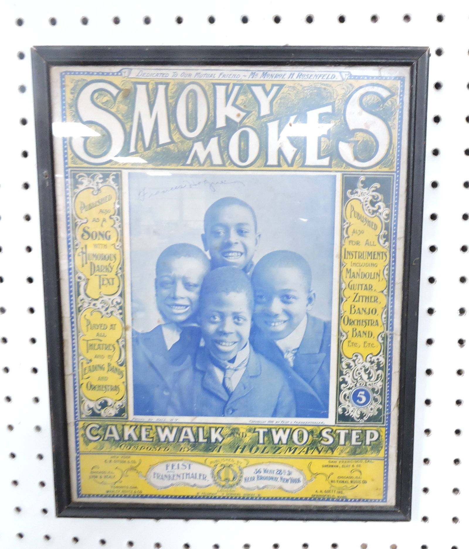 Black Americana 'Smoky Moke's' framed: sheet music