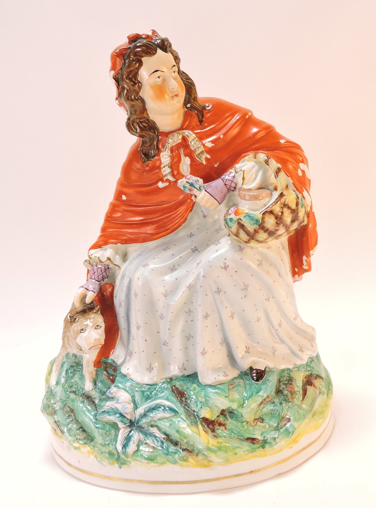 Staffordshire large figure of Red Riding: Hood, 15"